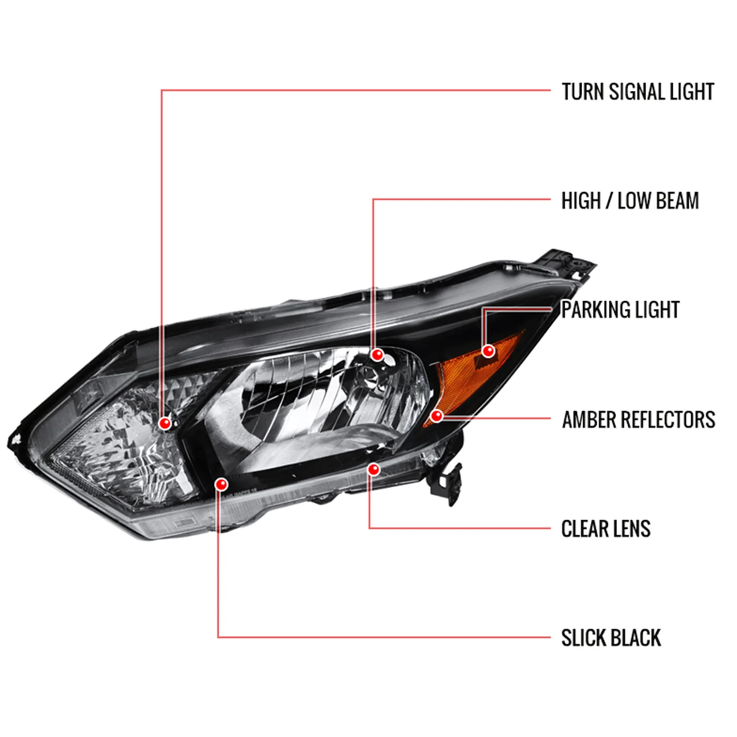 2016-2018 Honda HR-V Clear Crystal Headlight Amber Reflector - Driver Side - Image 8