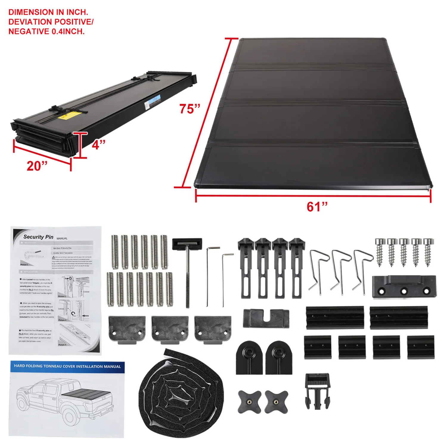 2016-2019 Toyota Tacoma 6' Short Bed Hard Quad-Fold Tonneau Cover - Image 9