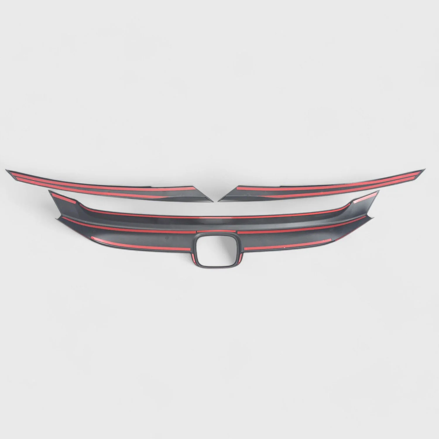 2016-2021 Honda Civic Grille Overlay Gloss Black 3Pcs ABS Plastic - Image 3