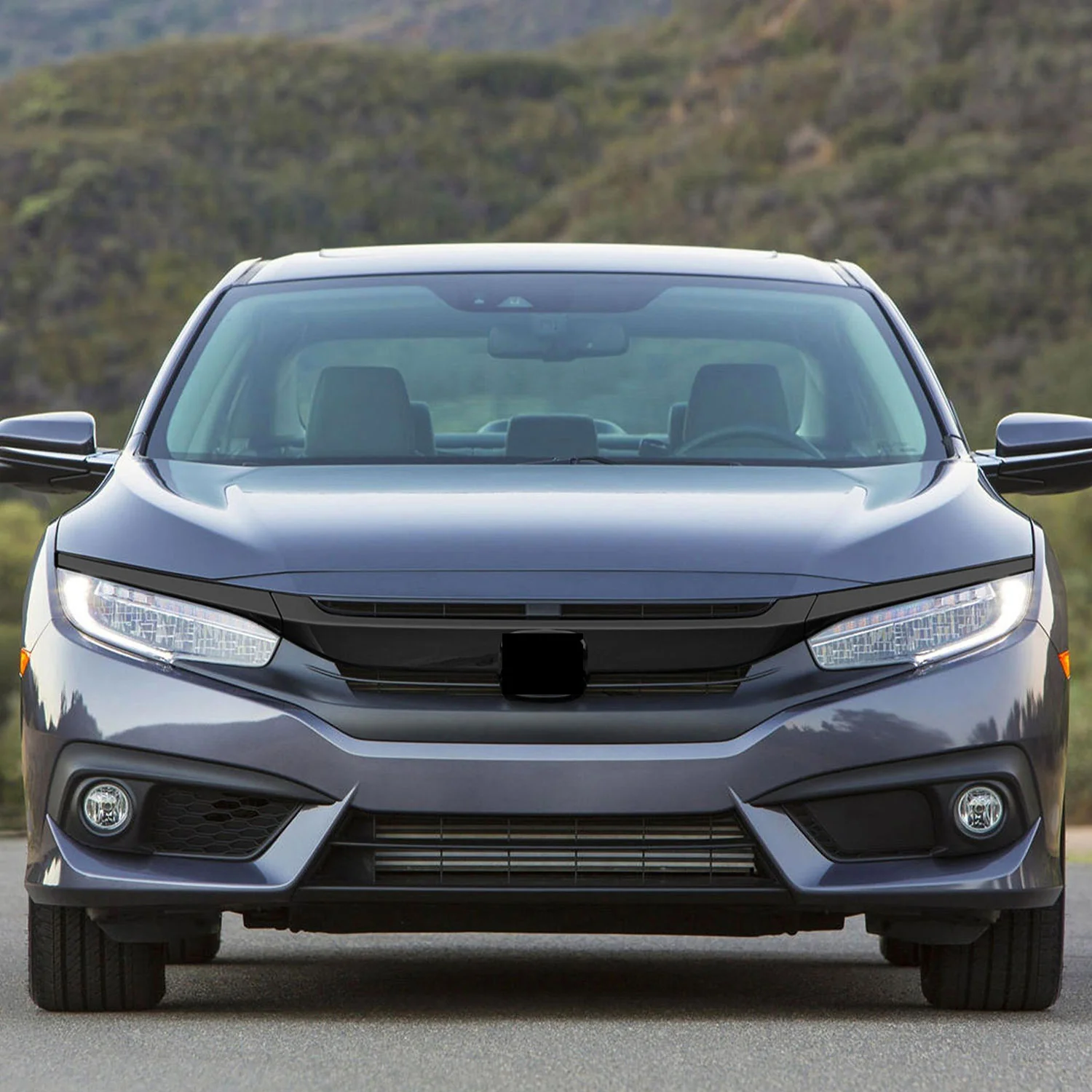 2016-2021 Honda Civic Grille Overlay Gloss Black 3Pcs ABS Plastic - Image 4