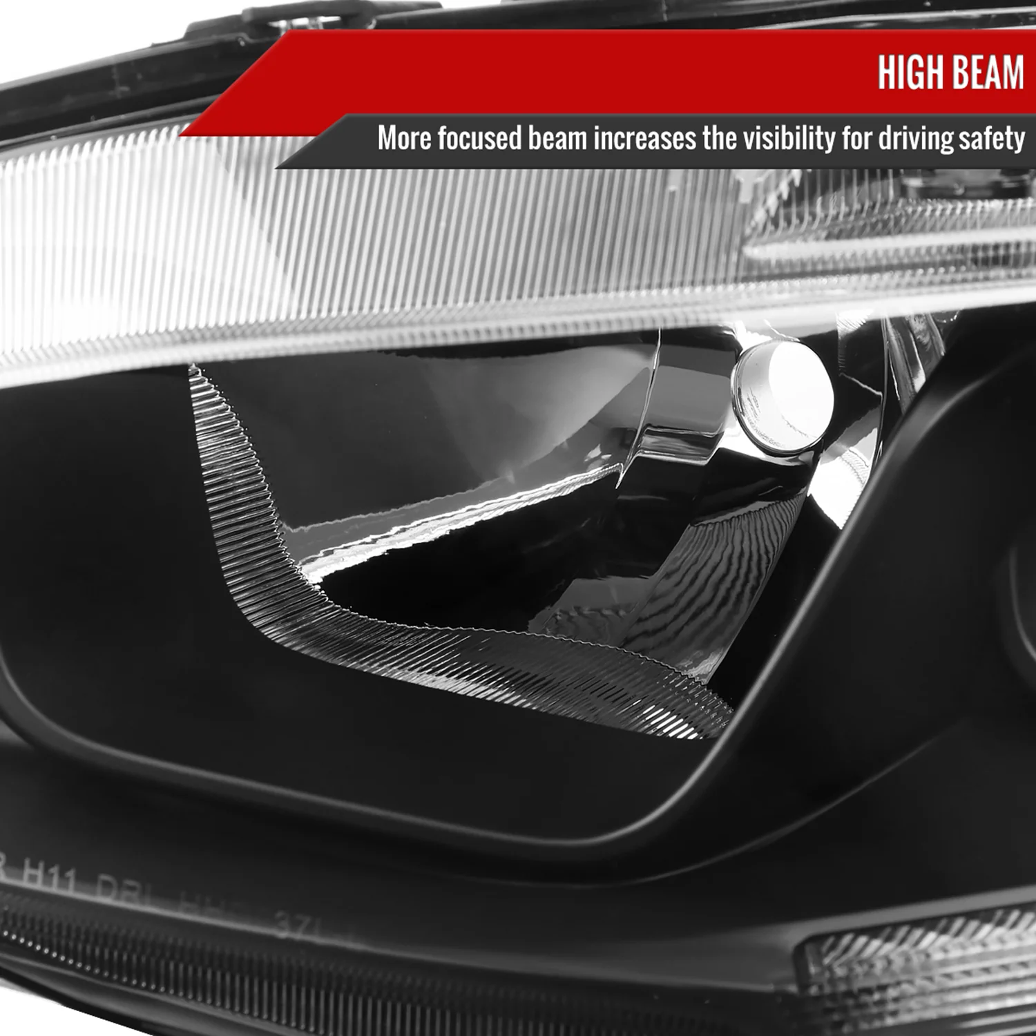 2016-2021 Honda Civic LED Strip Factory Projector Headlights Matt Black/Clear - Image 4