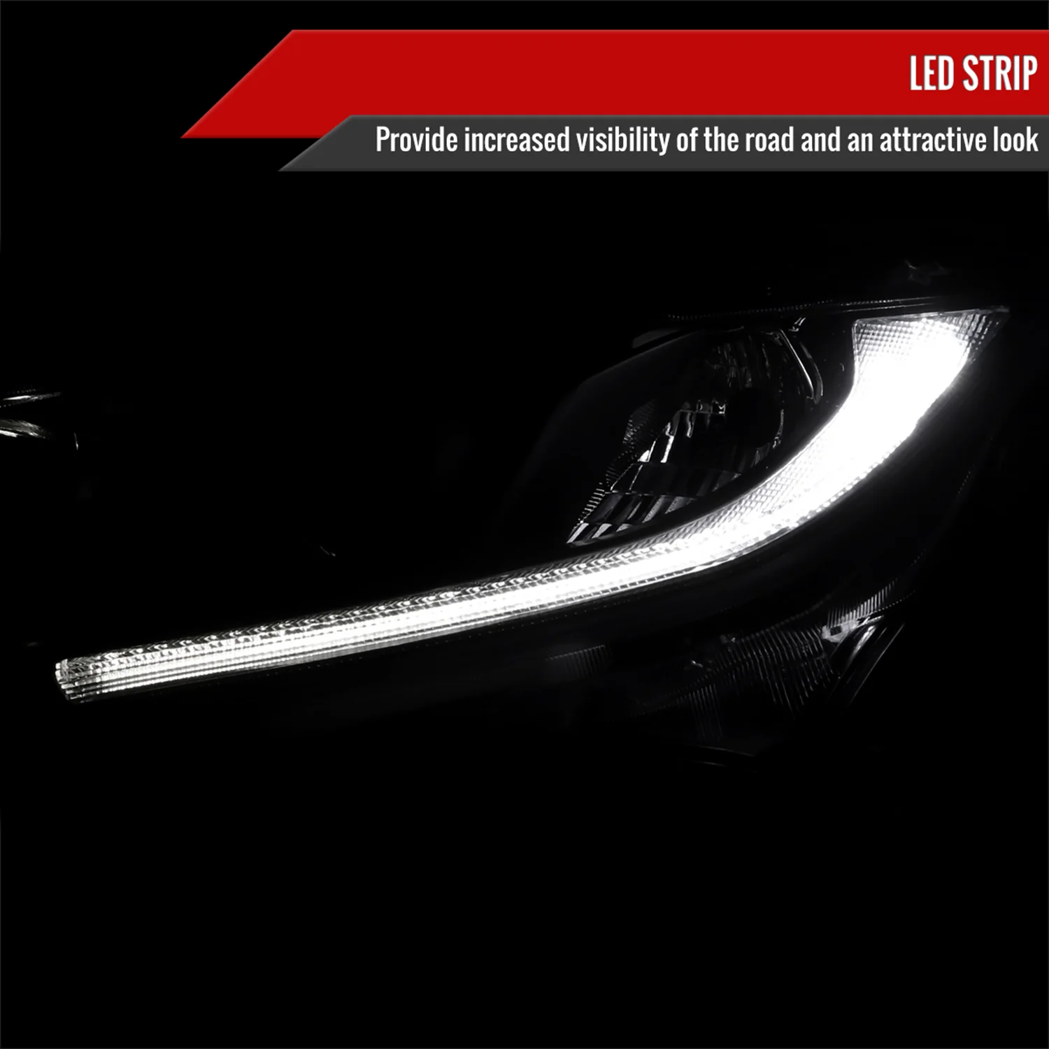 2016-2021 Honda Civic LED Strip Factory Projector Headlights Matt Black/Smoke - Image 2