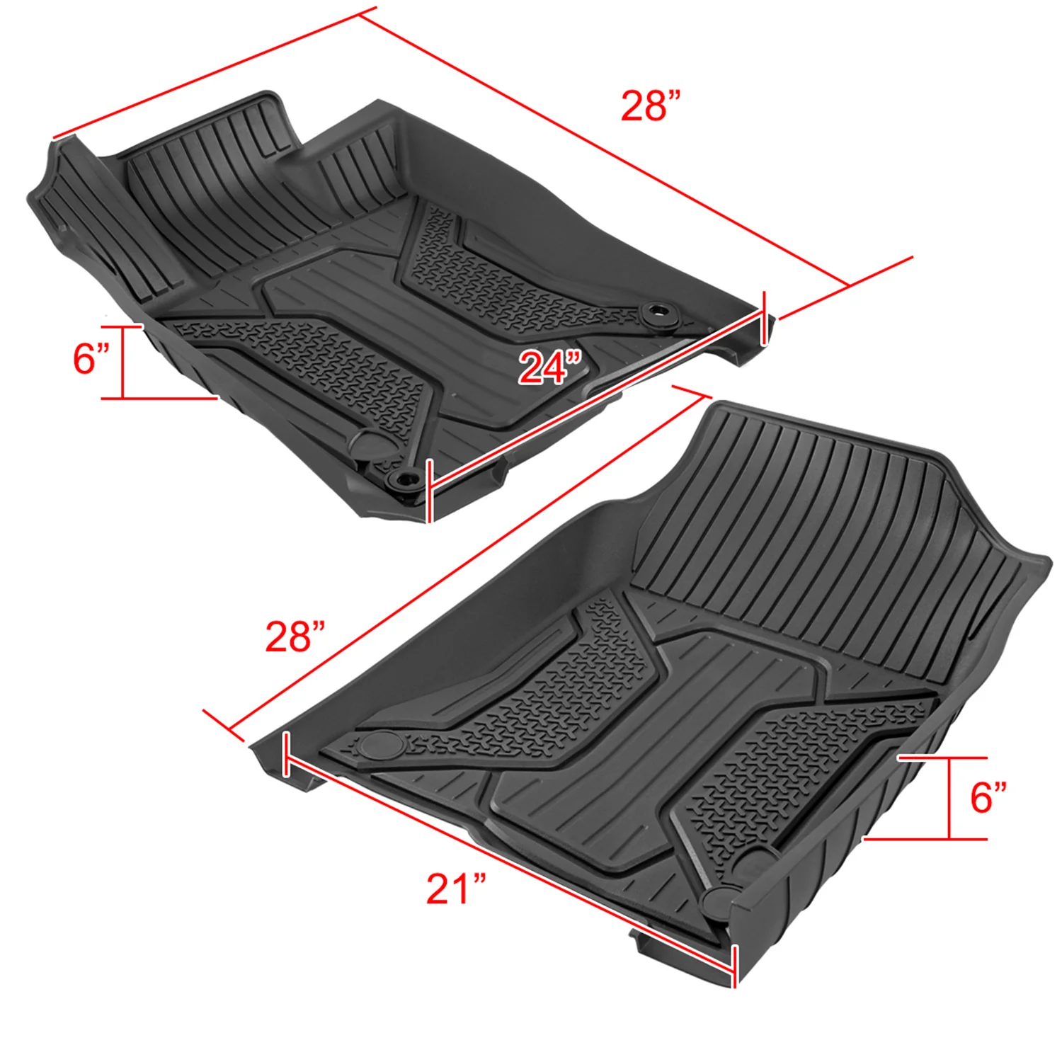 2016-2021 Honda Civic Matte Black TPE Front & Rear Floor Mats All Weather 5PC - Image 2