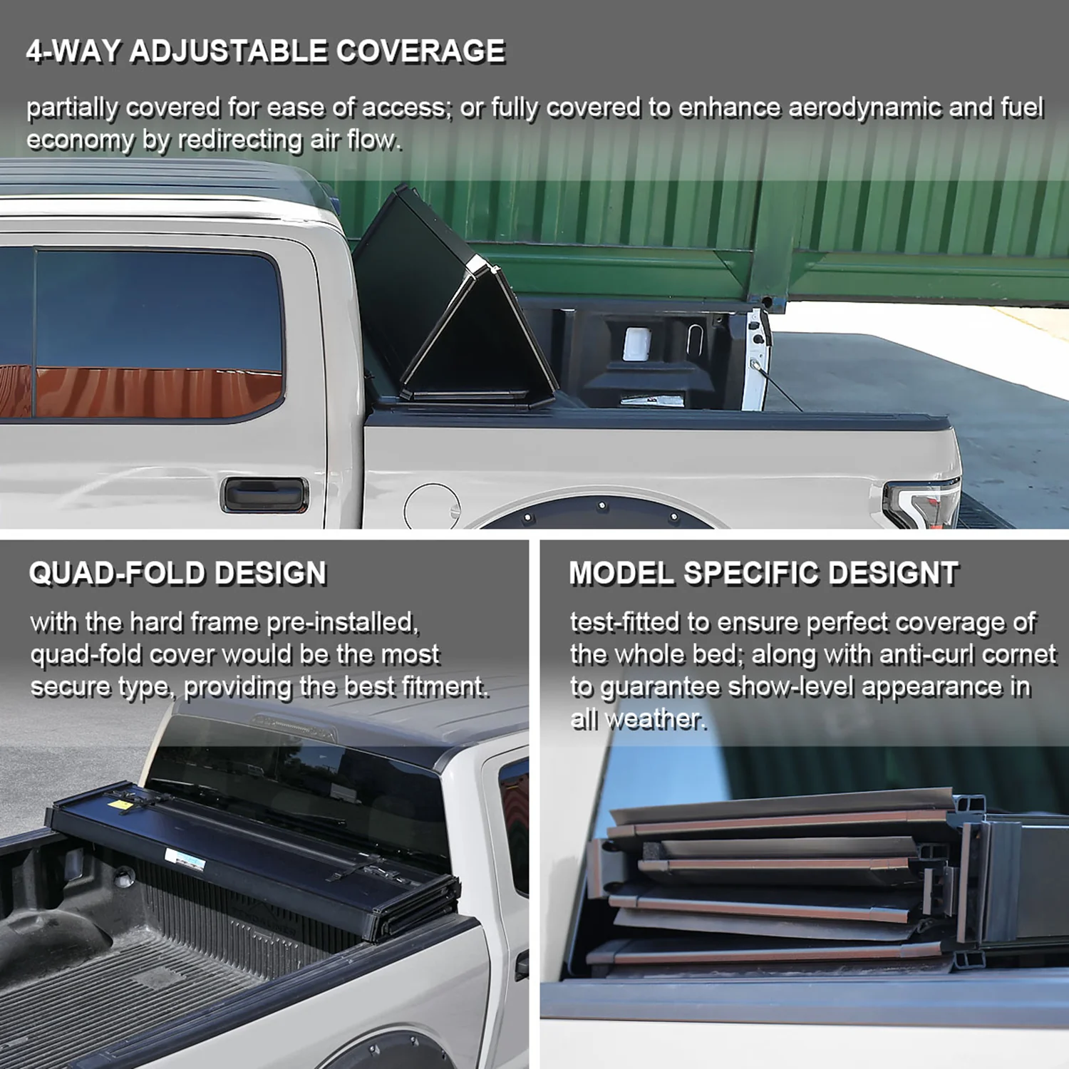 2016-2021 Nissan Titan / Titan XD 5.5' Bed Hard Quad-Fold Tonneau Cover - Image 3