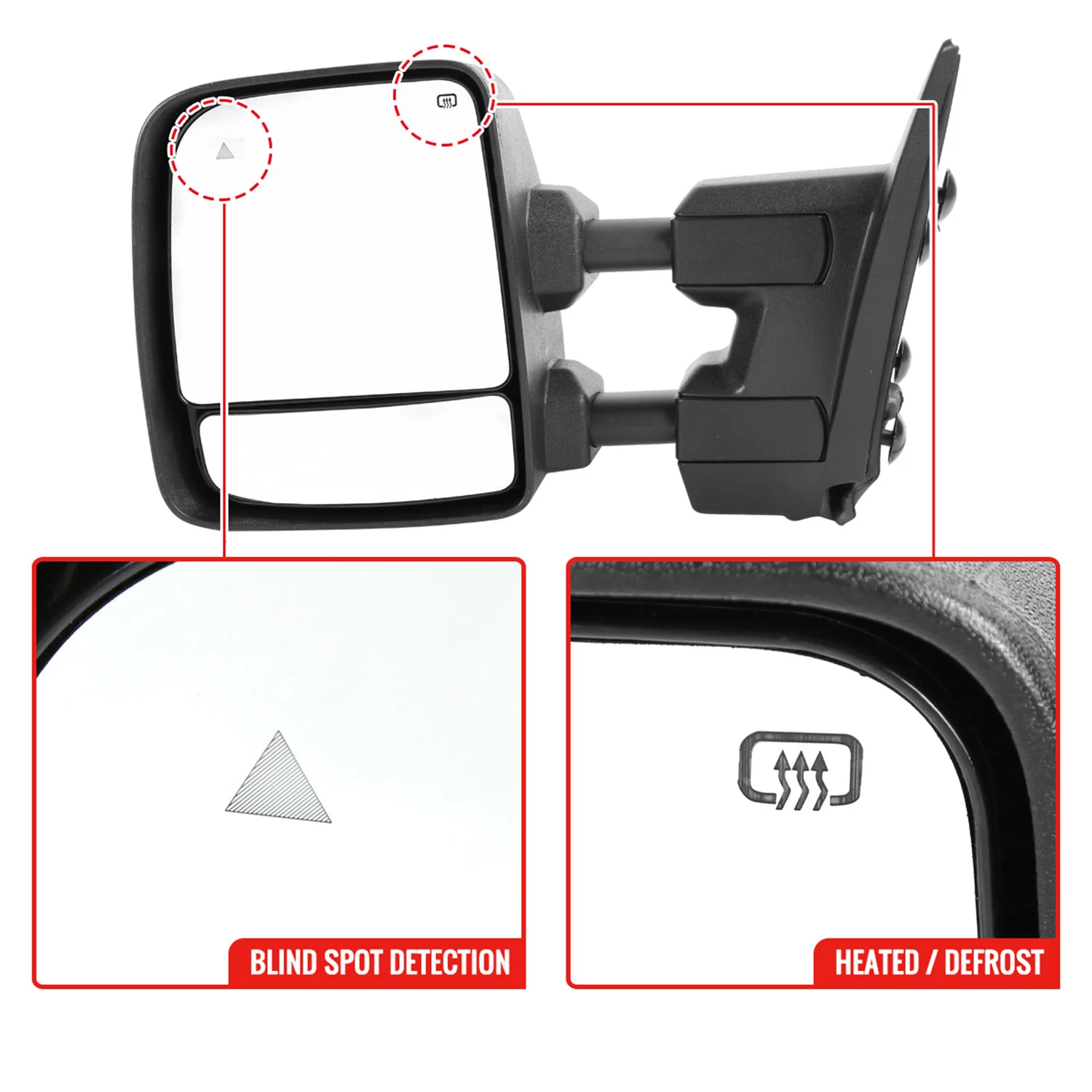 2016-2022 Nissan Titan BSM Memory Fuction & Manually Chrome Towing Mirrors - Image 4