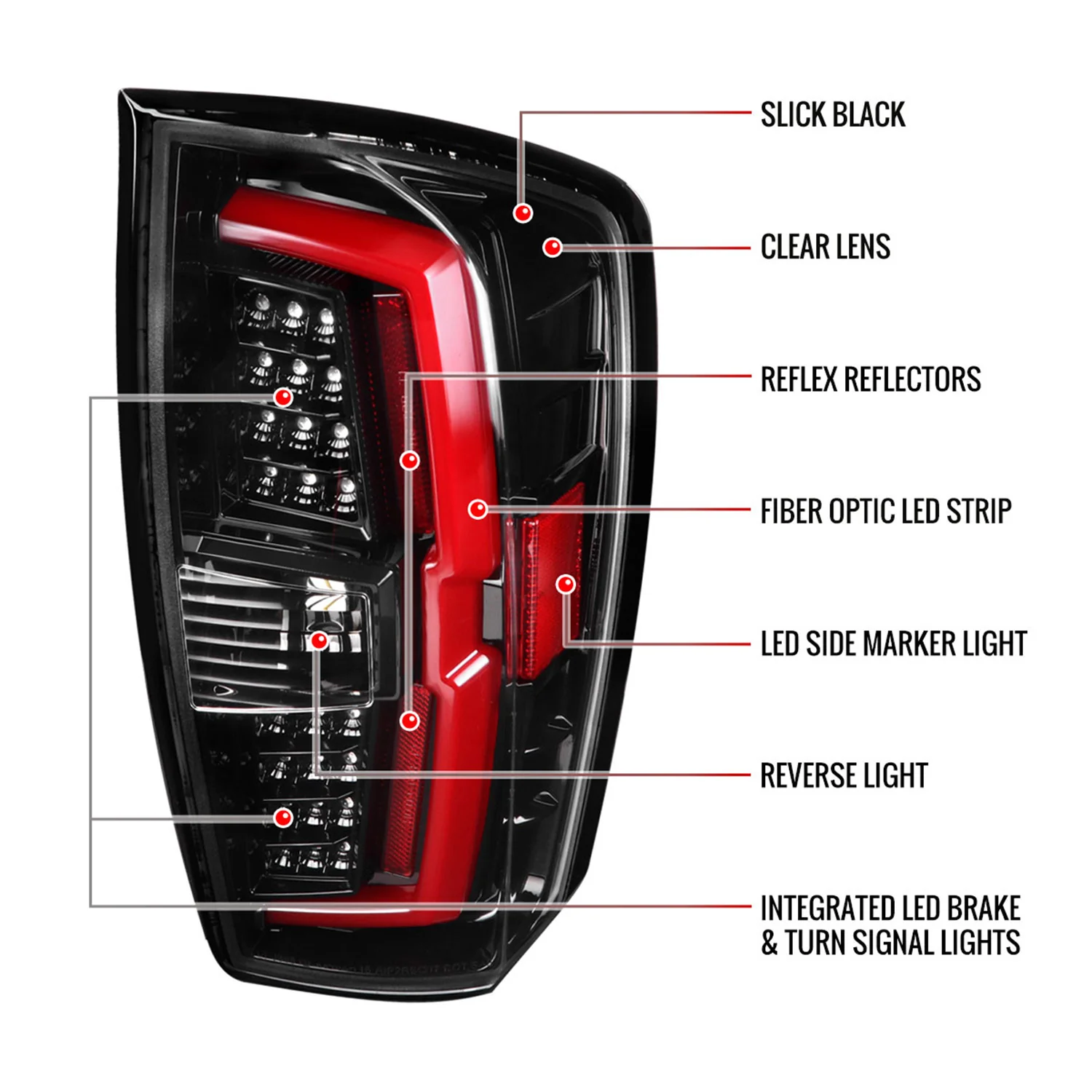 2016-2022 Toyota Tacoma LED Bar Tail Lights Jet Black Housing/Clear Lens - Image 8