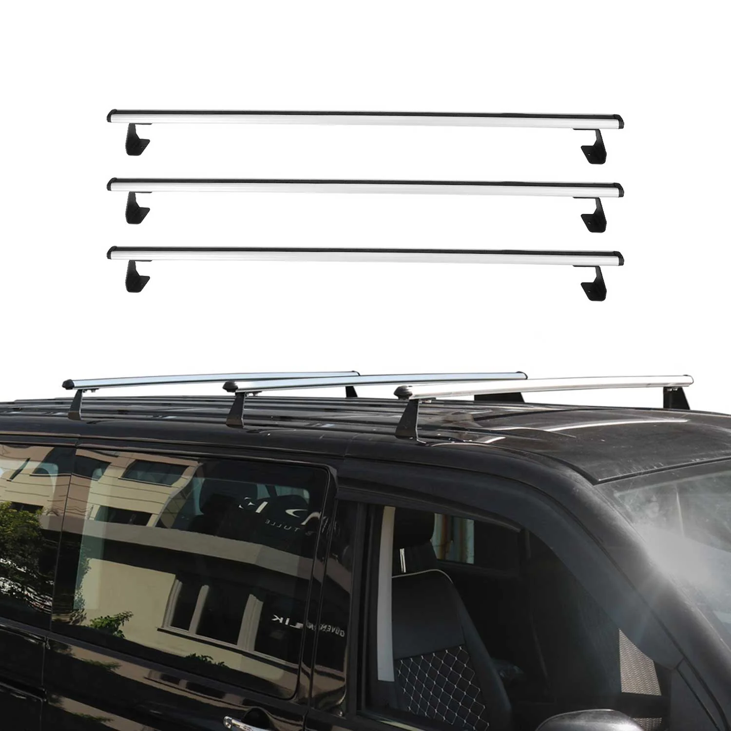 2016-2023 Mercedes Metris Fix Points Roof Racks Cross Bar Gray 3 Pcs - Image 2