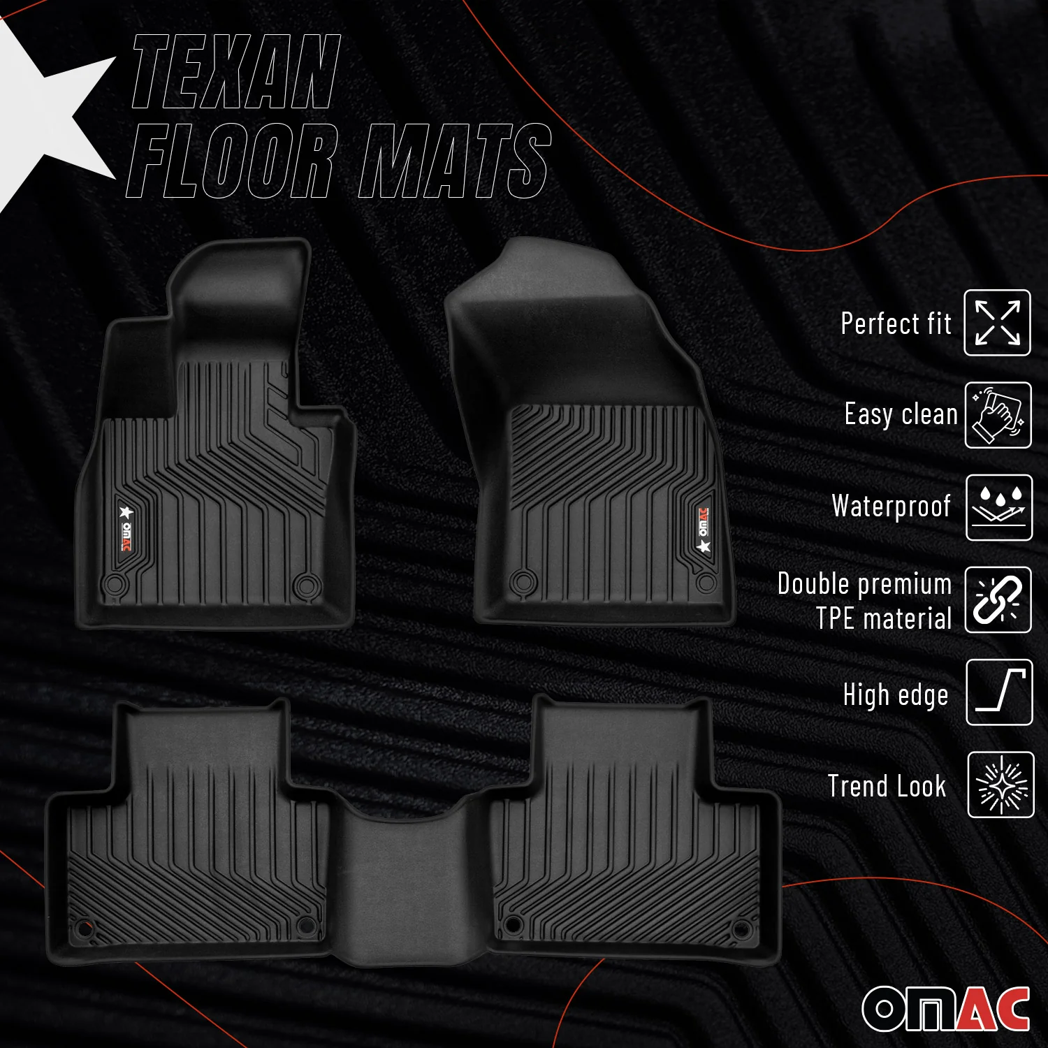 2016-2026 Volvo XC90 Premium Floor Mats Liners First and Second Row Set Black - Image 2