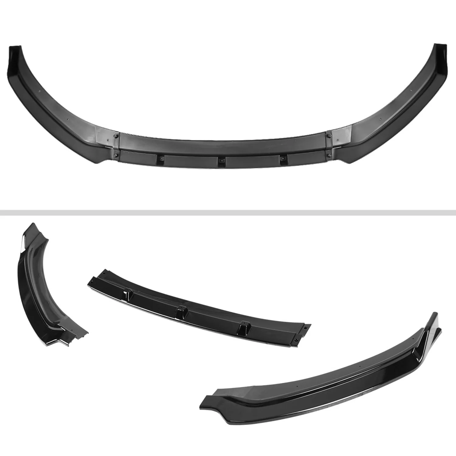 2017-2018 Hyundai Elantra Glossy Black Polypropylene 3Pcs Bumper Lip - Image 6