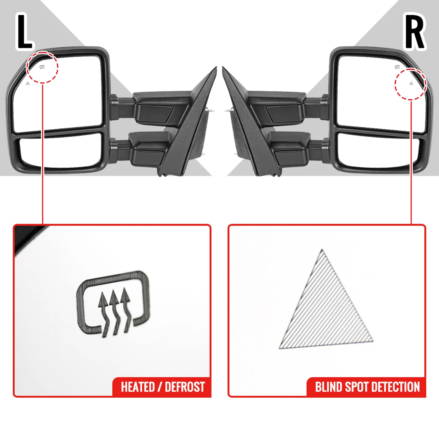 2017-2019 Ford F-250/350/450/550 Heated Towing Mirrors & LED Turn Signal - Image 4