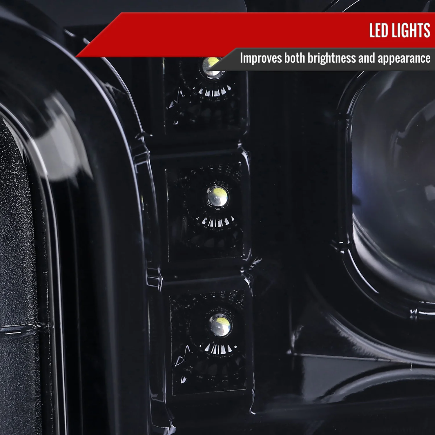 2017-2019 Ford F-250 F-350 F-450 F-550 LED C-Bar Projector Headlights Black - Image 5