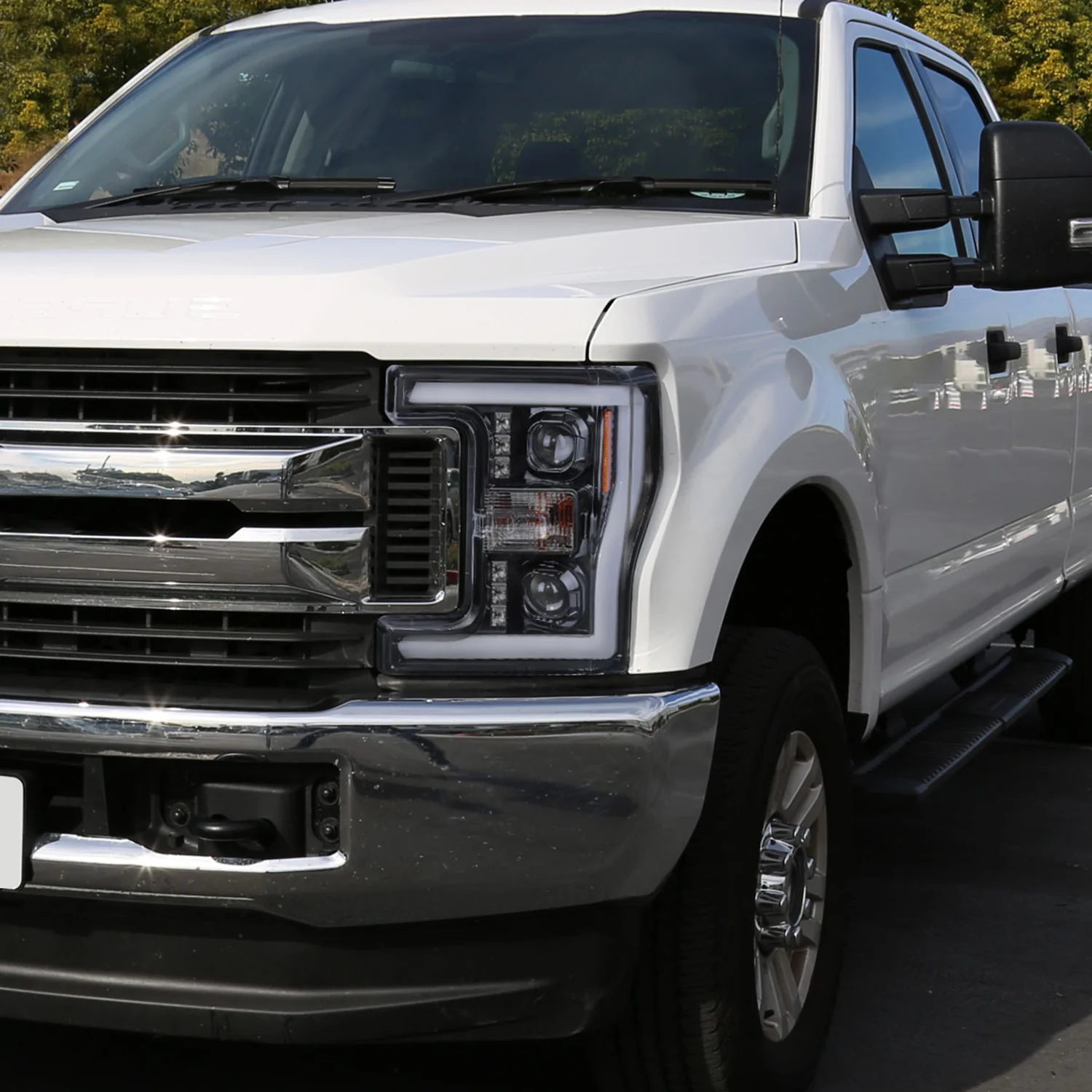 2017-2019 Ford F-250 F-350 F-450 F-550 LED C-Bar Projector Headlights Black - Image 9