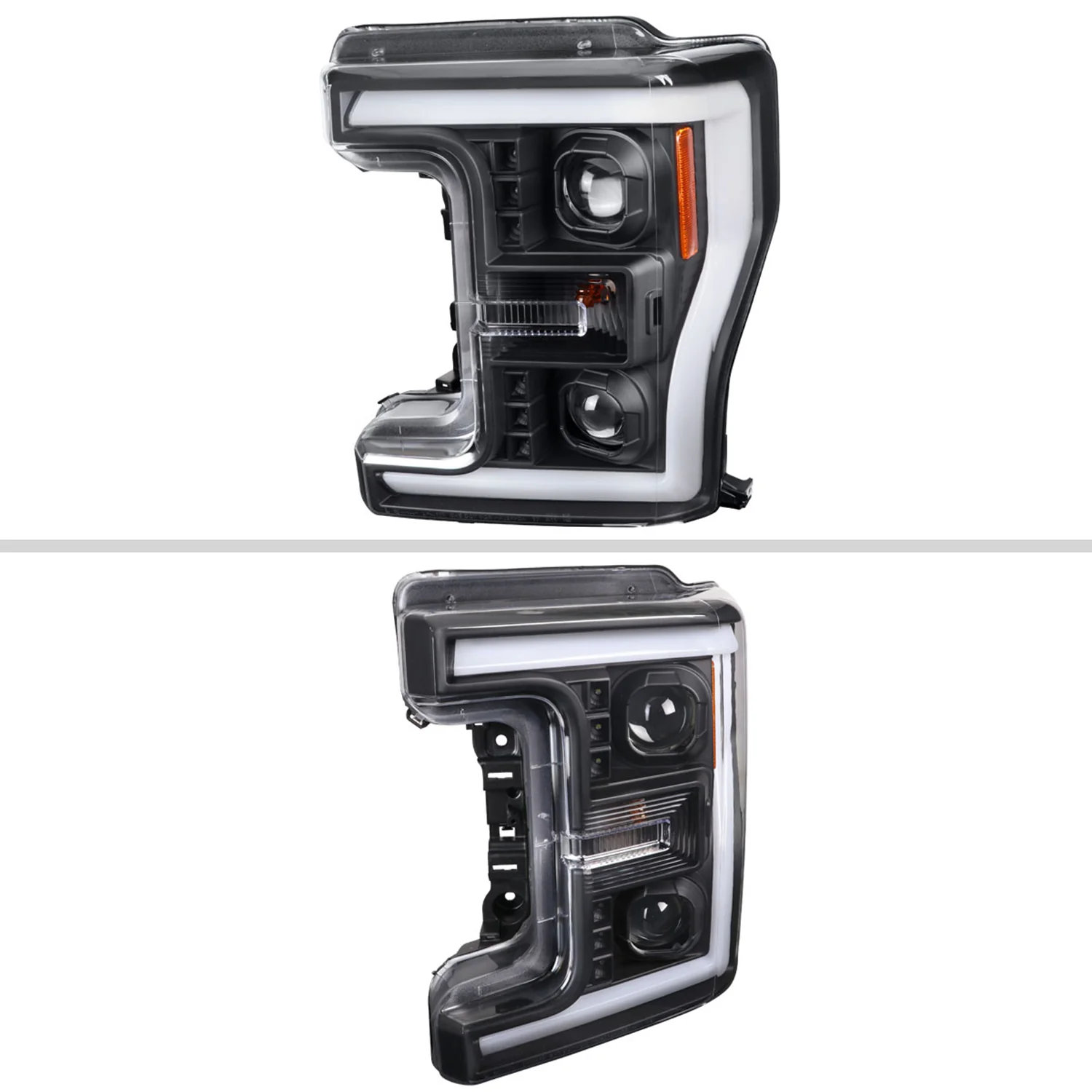 2017-2019 Ford F-250 F-350 F-450 F-550 LED CBar Projector Headlights Black - Image 2