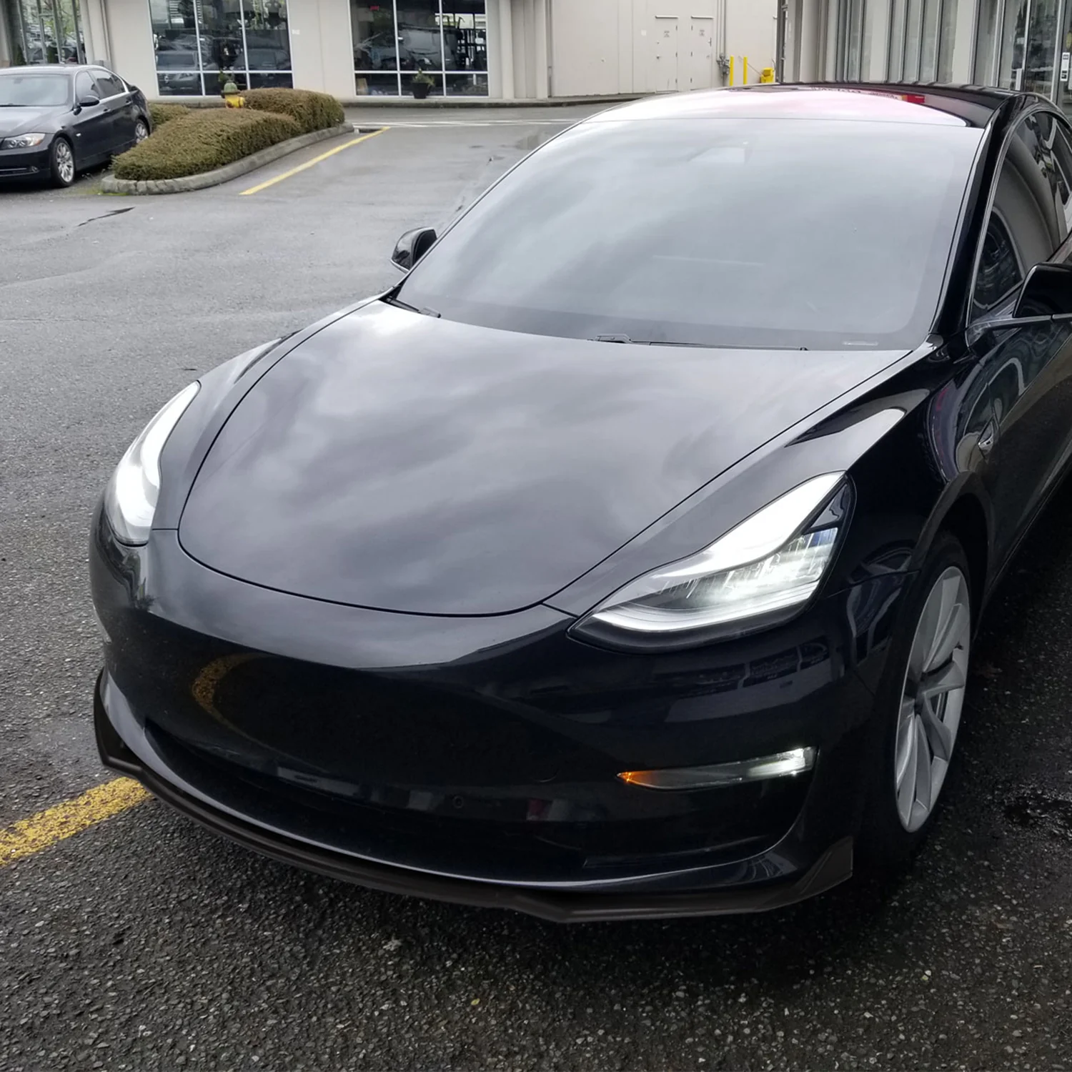 2017-2020 Tesla Model 3 Matte Black Polypropylene 3Pcs Bumper Lip Spoiler - Image 10