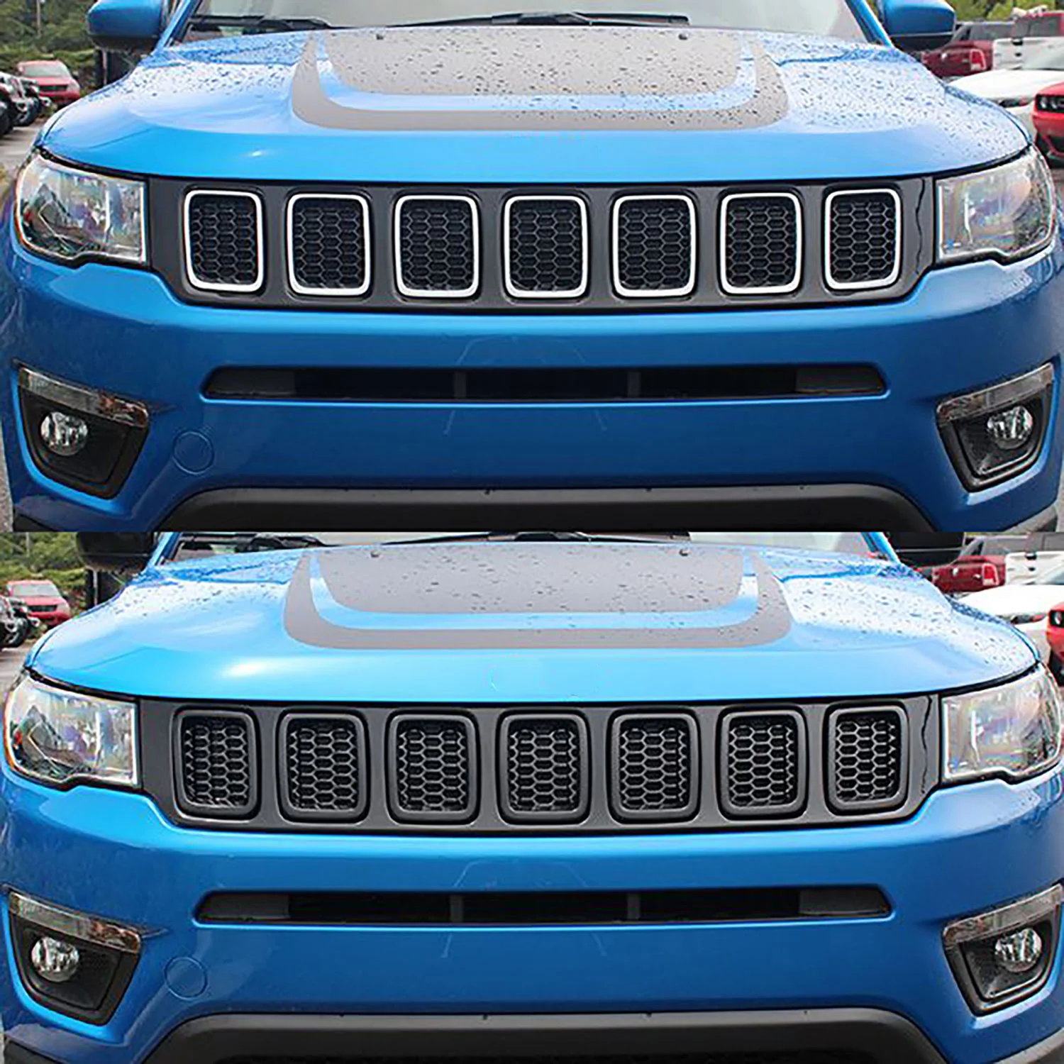 2017-2021 Jeep Compass Grille Overlay Gloss Black 7Pcs ABS Plastic - Image 4