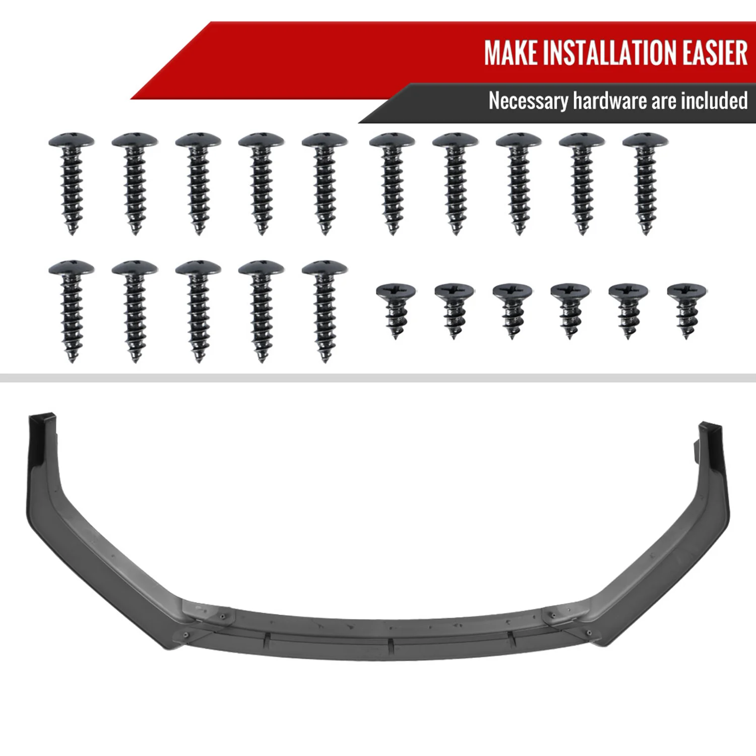 2018-2019 Hyundai Sonata Glossy Black 3Pcs Front Bumper Lip Splitter Kit - Image 6