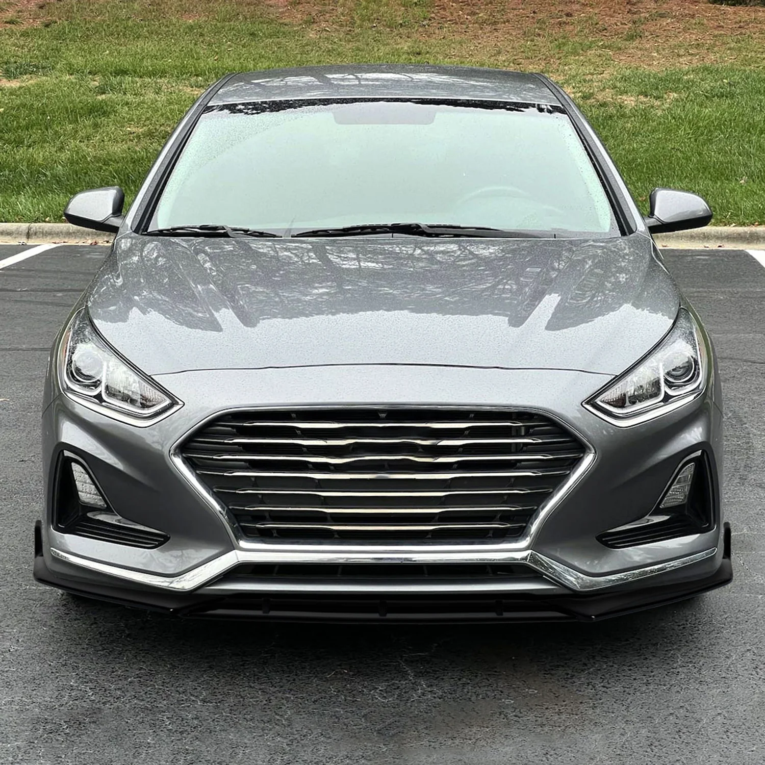 2018-2019 Hyundai Sonata Glossy Black 3Pcs Front Bumper Lip Splitter Kit - Image 9