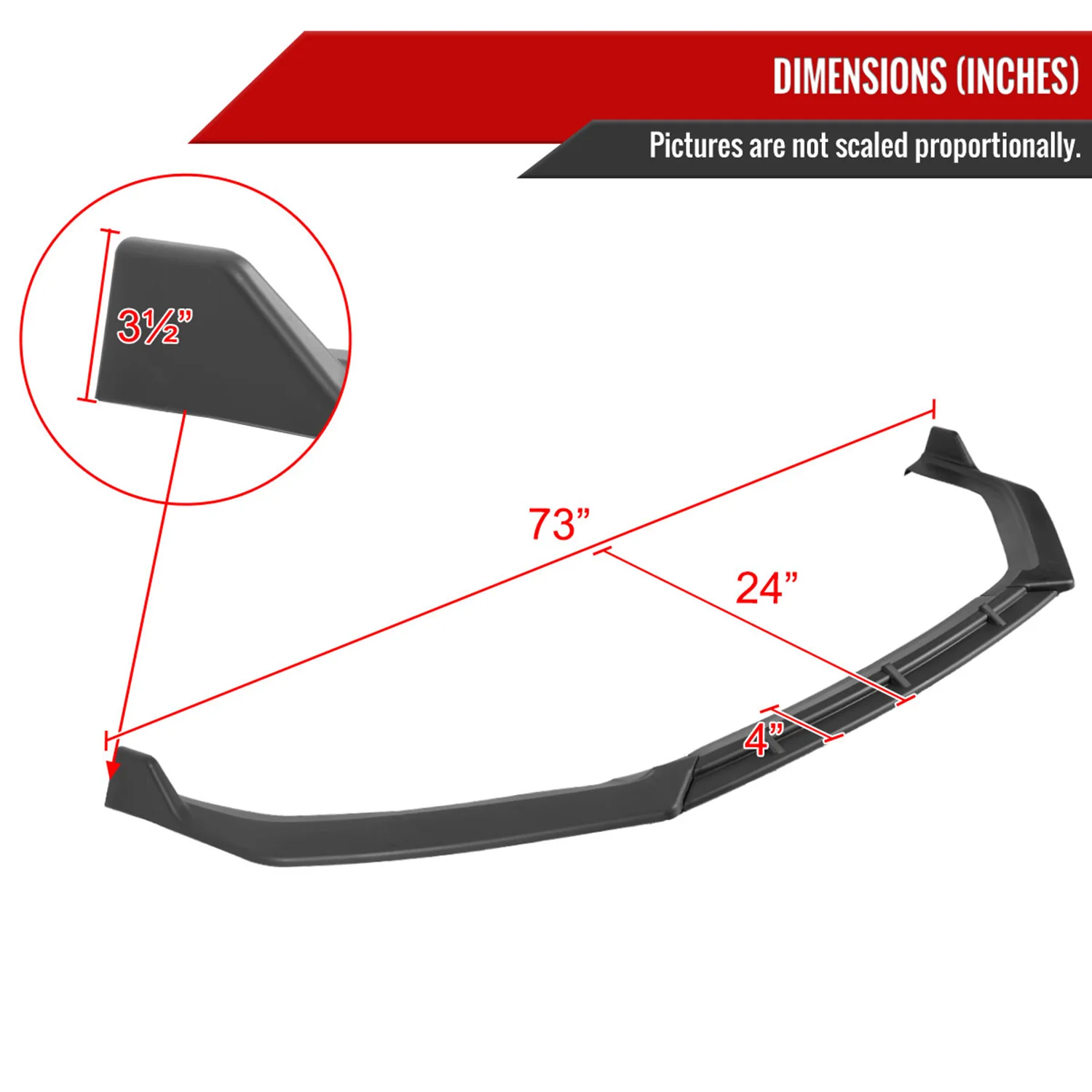 2018-2019 Hyundai Sonata Matte Black 3Pcs Front Bumper Lip Splitter Kit - Image 2