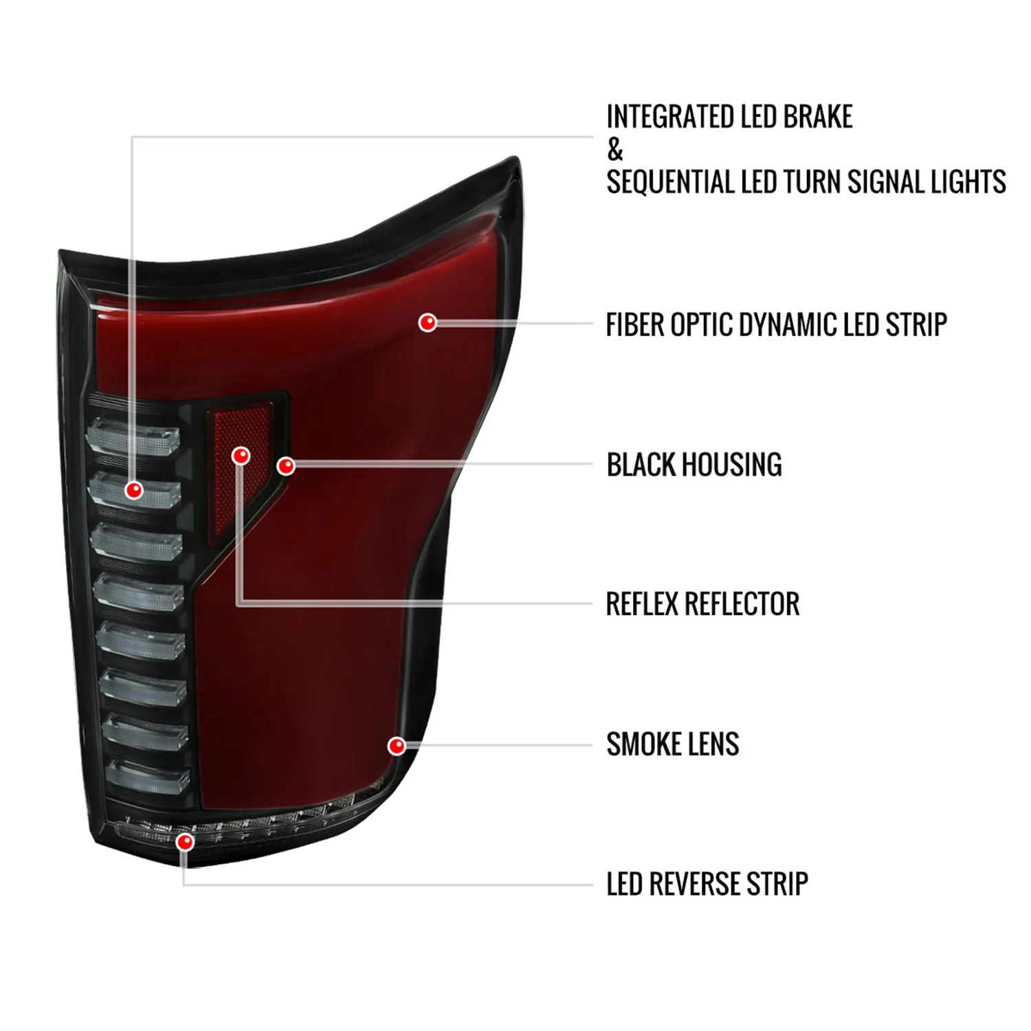 2018-2020 Ford F-150 Turn Signal Animated Red LED Bar Tail Lights Black/Smoke - Image 8