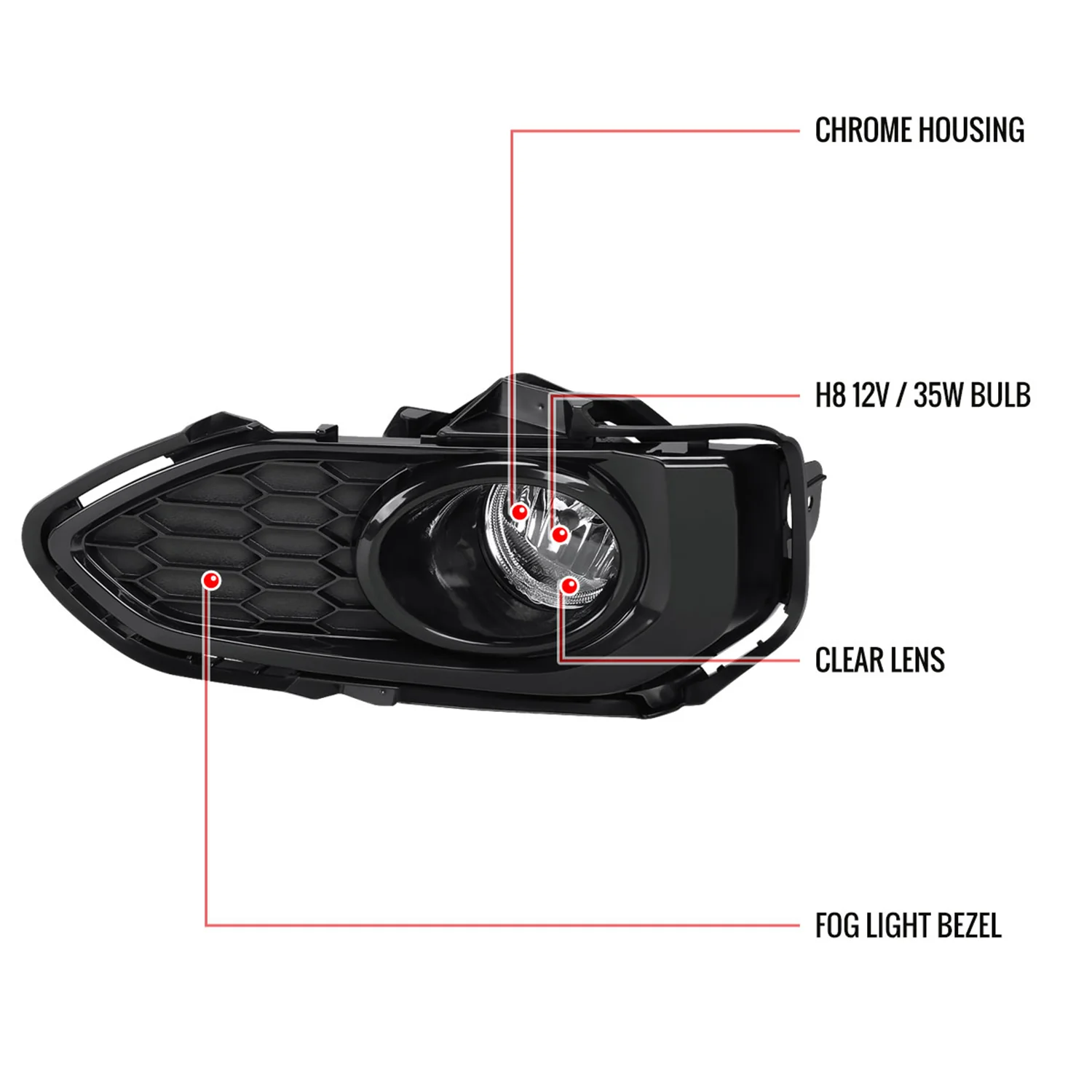 2018-2020 Honda Fit H8 Fog Lights Kit Chrome Housing/Clear Lens - Image 9