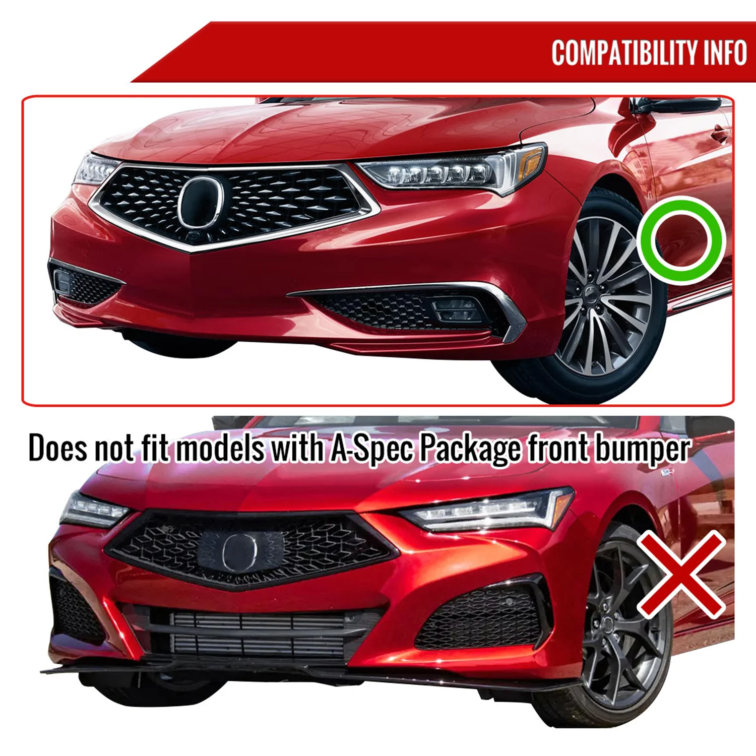 2018-2021 Acura TLX Matte Black 3Pcs Front Bumper Lip Splitter Kit - Image 8