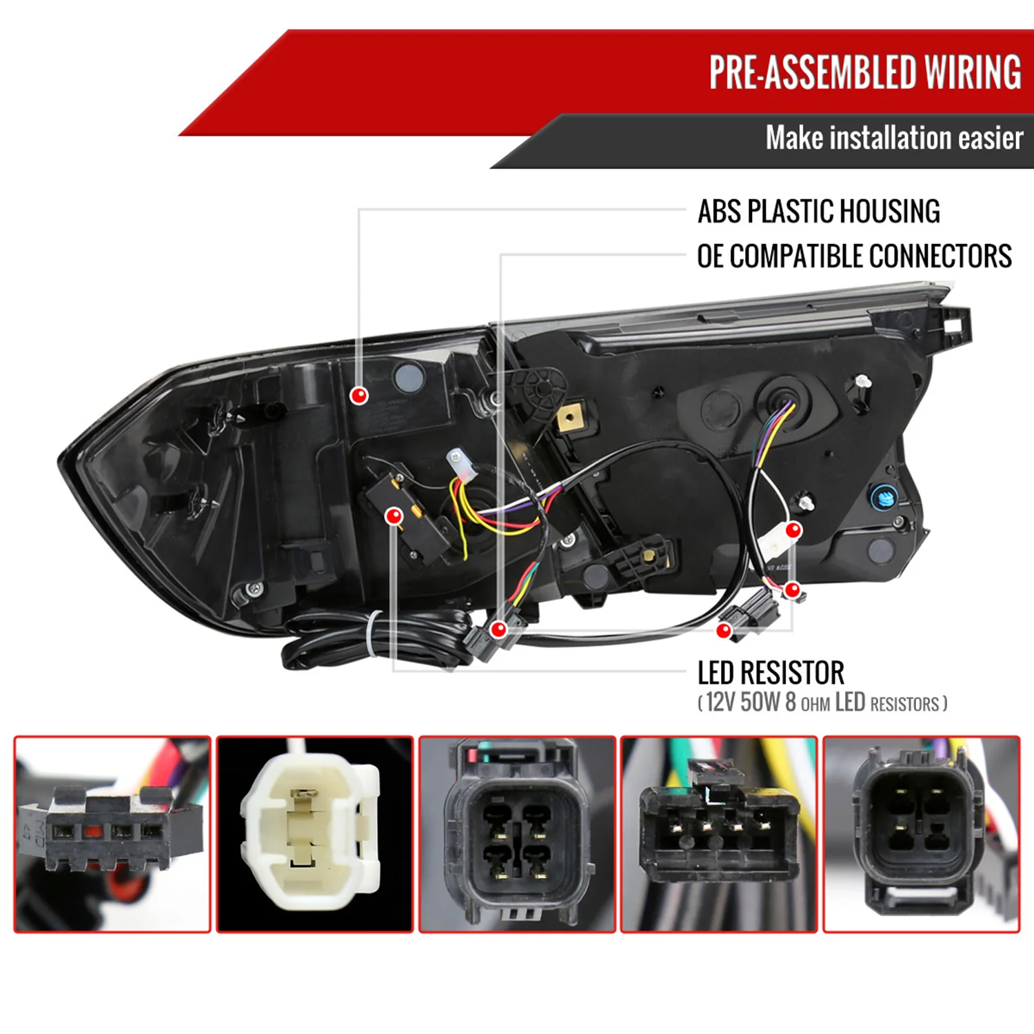 2018-2022 Honda Accord Sedan SQ2 LED Signal Tail Lights Matt Black/Clear - Image 8