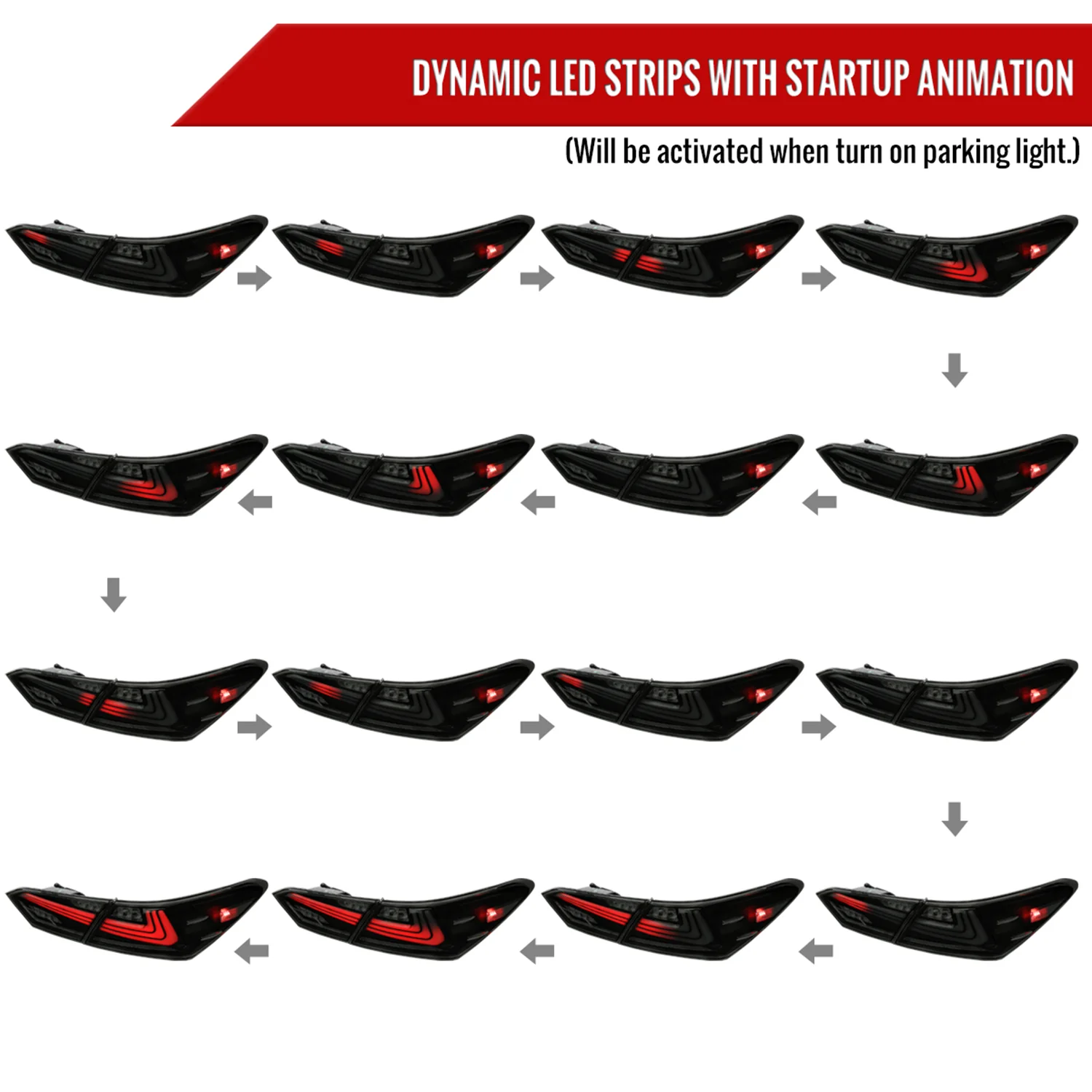 2018-2022 Toyota Camry LED Tail Lights Signal Lamps Matt Black/Smoke - Image 3