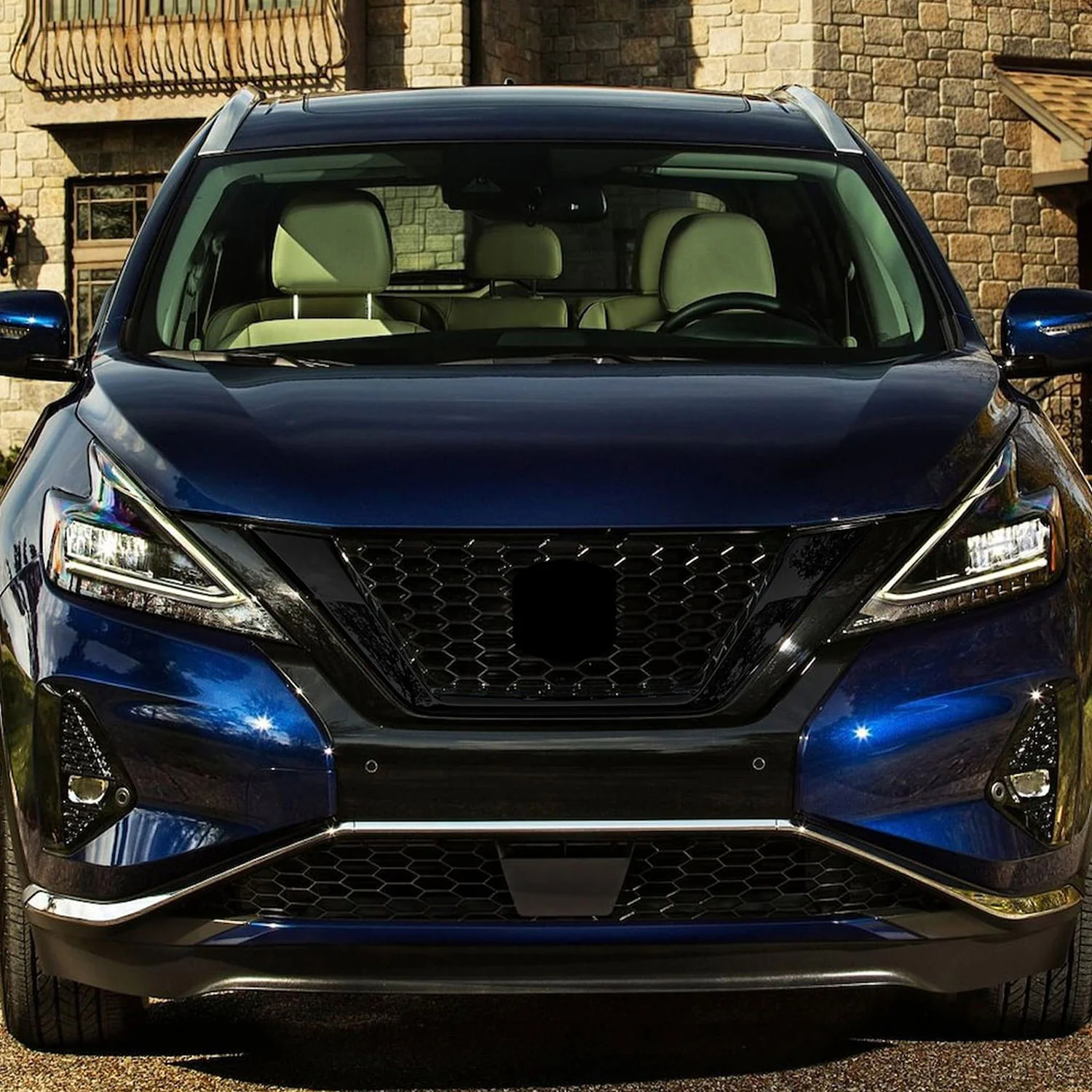 2018-2024 Nissan Murano Grille Overlay Gloss Black 1Pcs ABS Plastic - Image 5