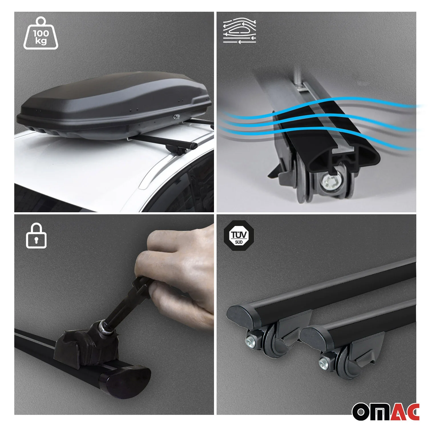 2018-2024 VW Tiguan Roof Rack Cross Bars Black - Image 6