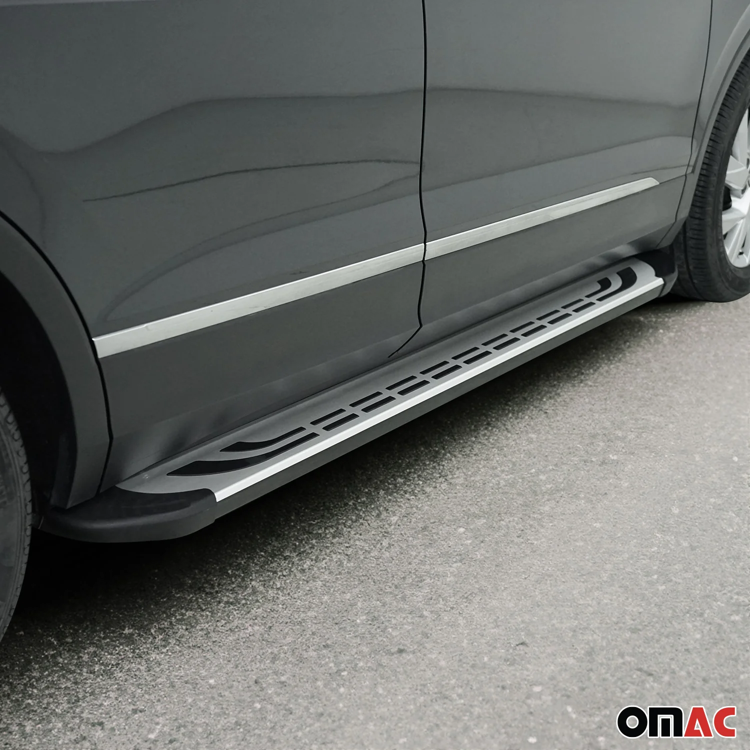 2018-2026 Volvo XC60 Side Step Nerf Bars Running Boards Black Silver Alu 2x - Image 3