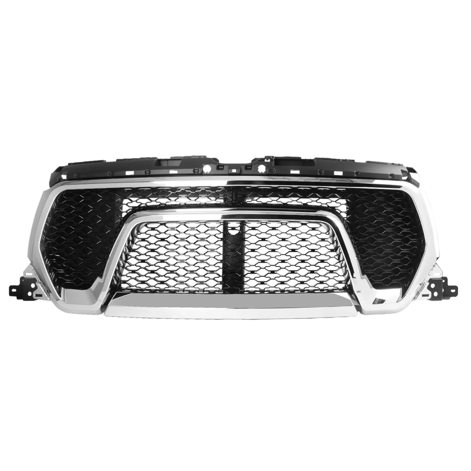 2019-2020 Dodge RAM 1500 Glossy Black ABS Chrome Trim Rebel Style Mesh Grille - Image 7