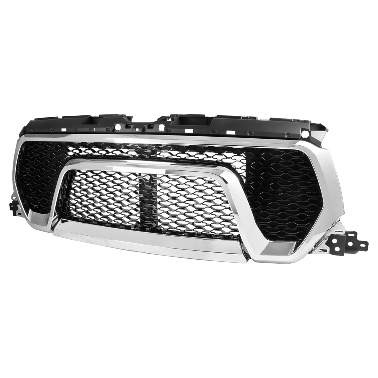2019-2020 Dodge RAM 1500 Glossy Black ABS Chrome Trim Rebel Style Mesh Grille - Image 9