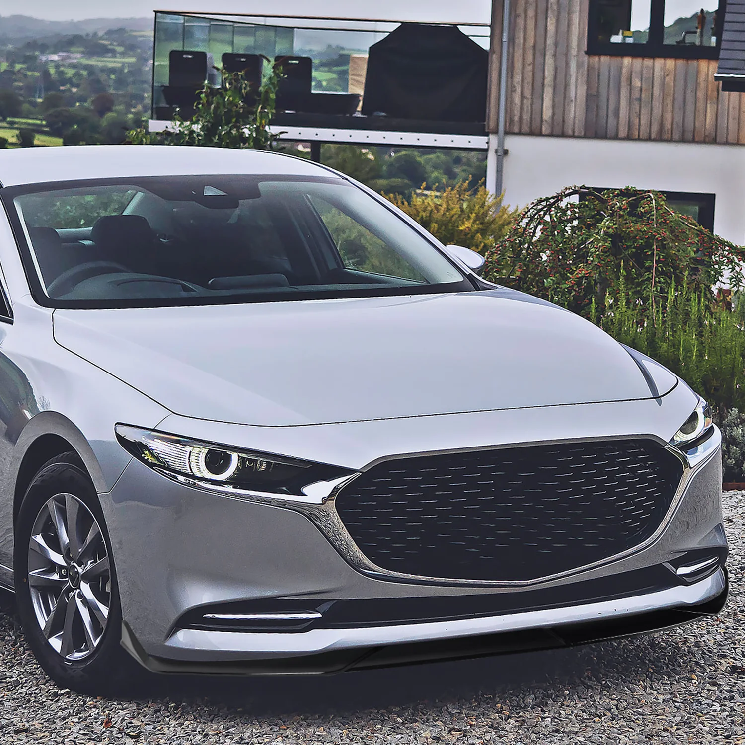 2019-2020 Mazda 3 Glossy Black Polypropylene 3Pcs Front Bumper Lip Set - Image 10