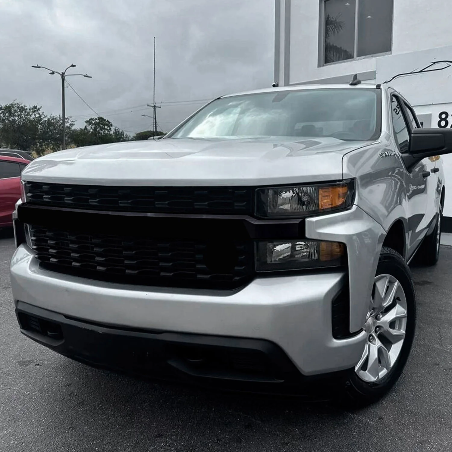2019-2021 Chevrolet Silverado 1500 Grille Overlay Gloss Black 1Pcs ABS Plastic - Image 6