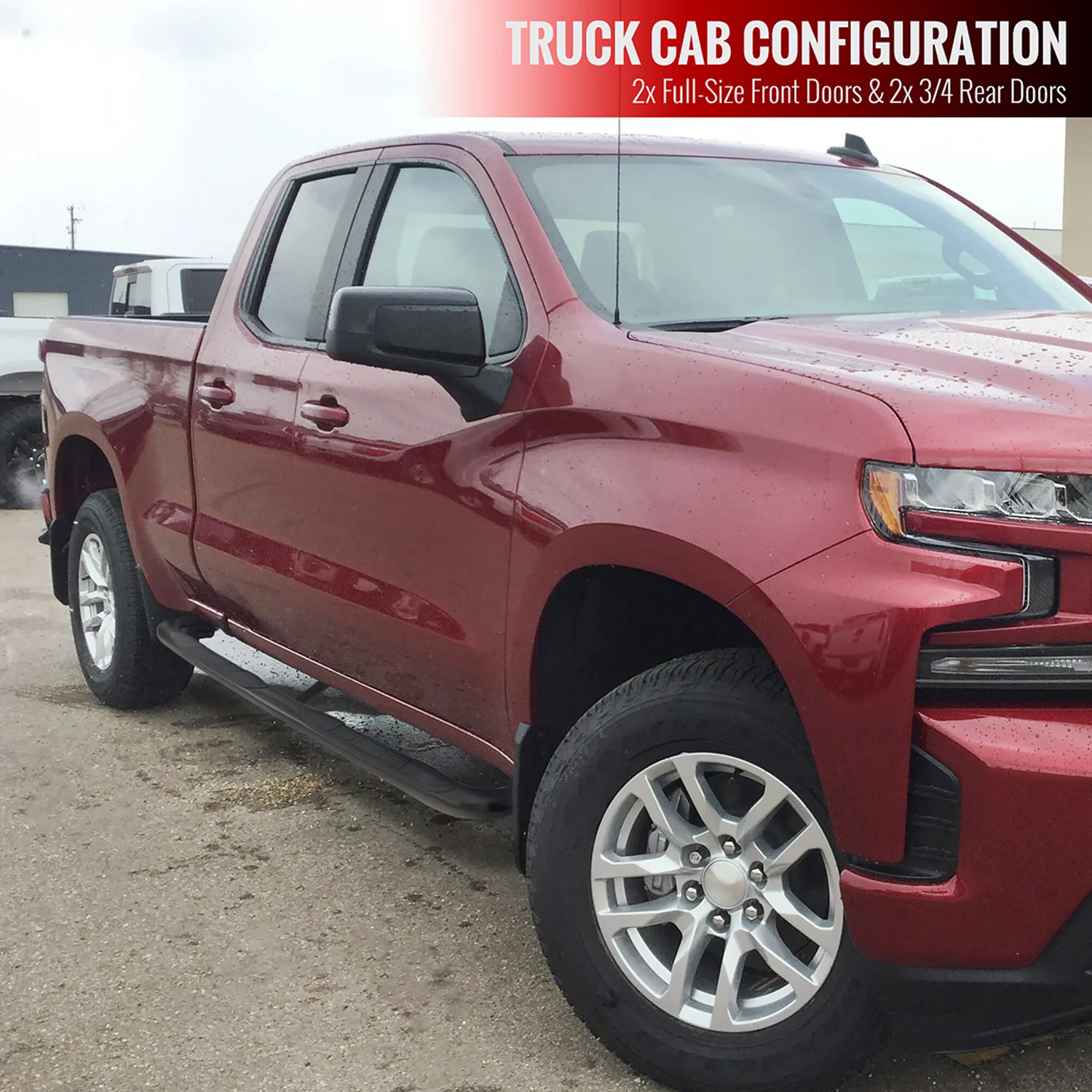 2019-2021 Chevy Silverado/GMC Sierra Double Cab 3" Steel Side Step Nerf Bars - Image 10