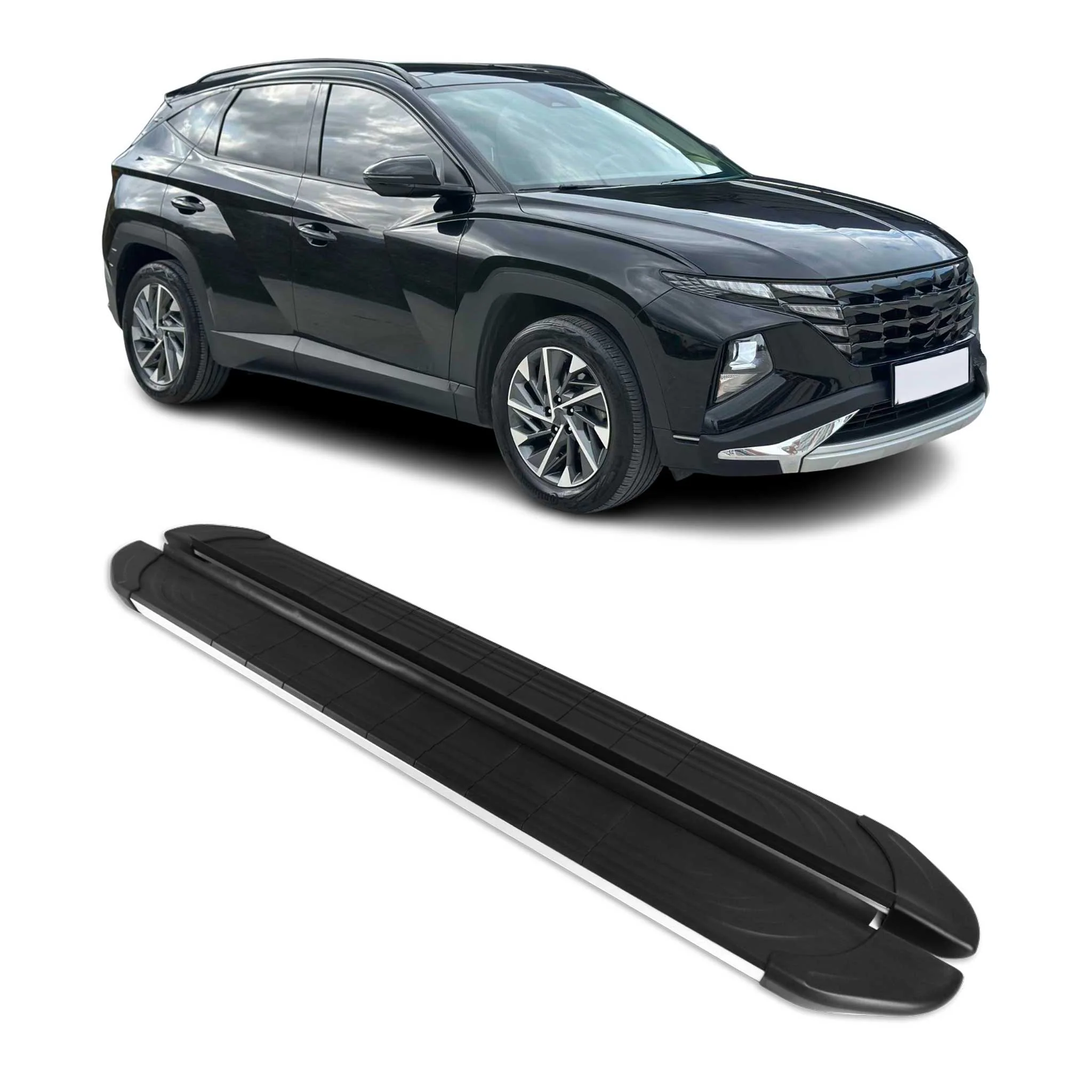 2019-2021 Hyundai Tucson Nerf Bars Side Steps Running Boards Black Gray