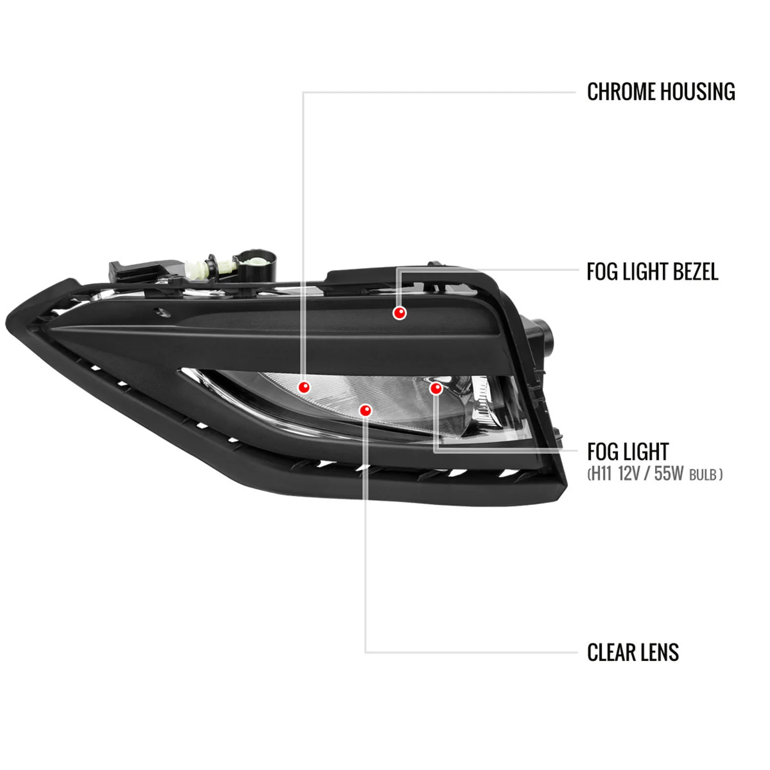 2019-2021 VW Jetta H11 Fog Lights Kit Chrome Housing/Clear Lens - Image 8
