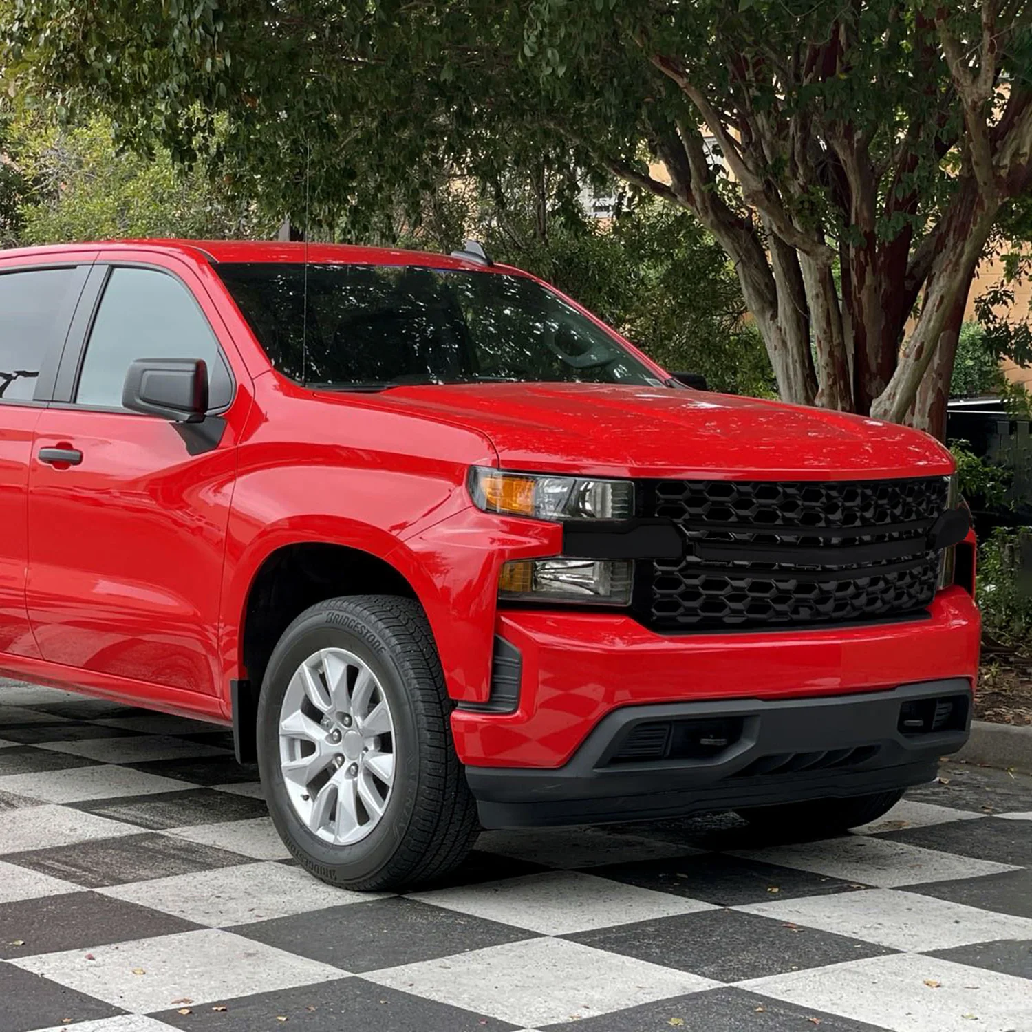 2019-2022 Chevrolet Silverado 1500 WT Glossy Black Honeycomb Hood Grille - Image 10