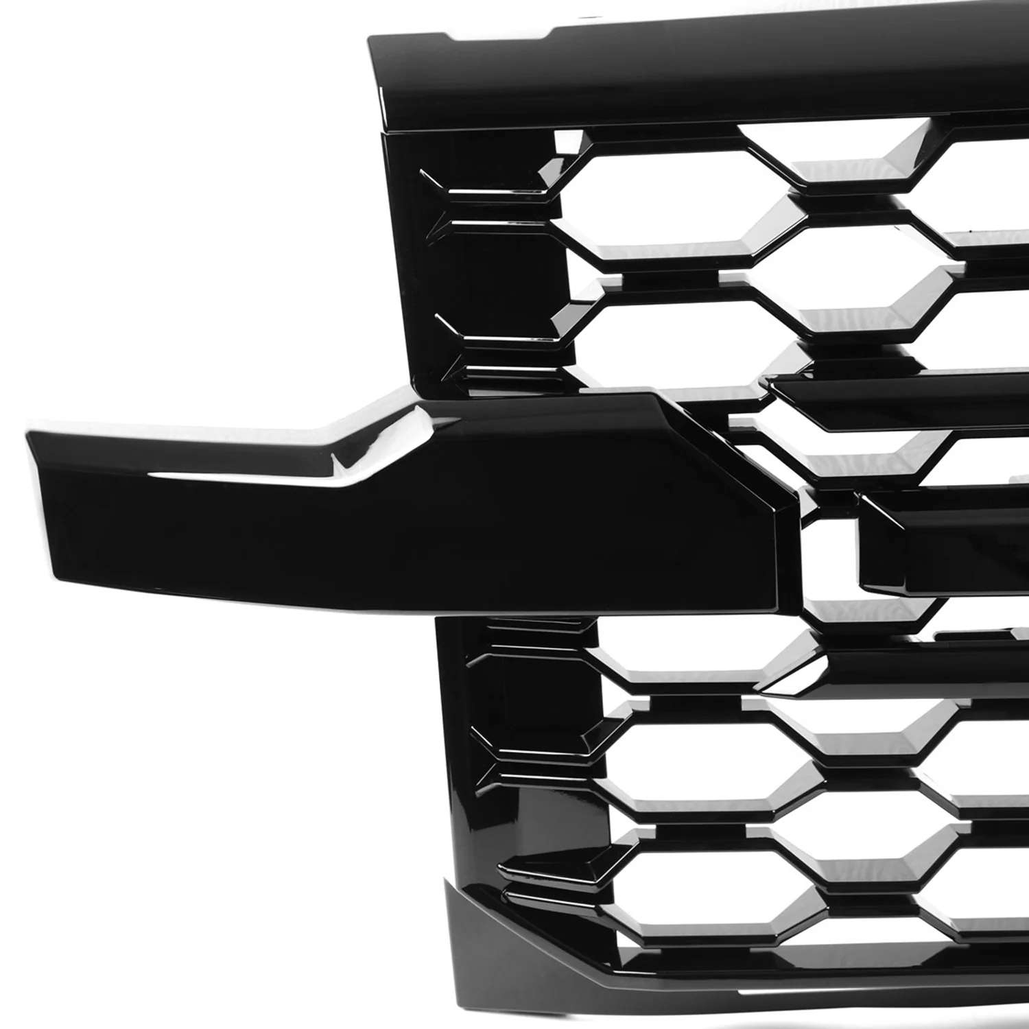 2019-2022 Chevrolet Silverado 1500 WT Glossy Black Honeycomb Hood Grille - Image 4