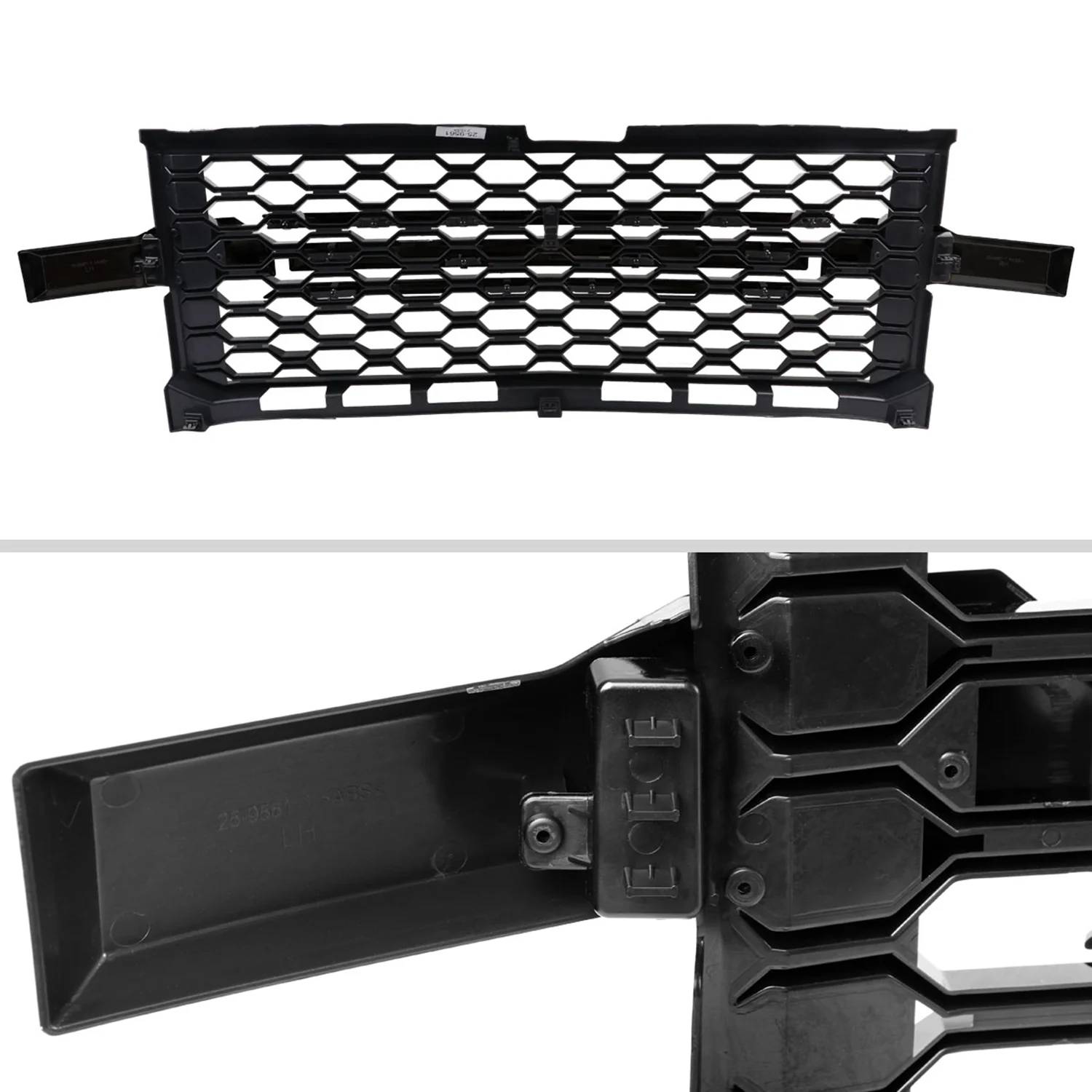 2019-2022 Chevrolet Silverado 1500 WT Glossy Black Honeycomb Hood Grille - Image 6