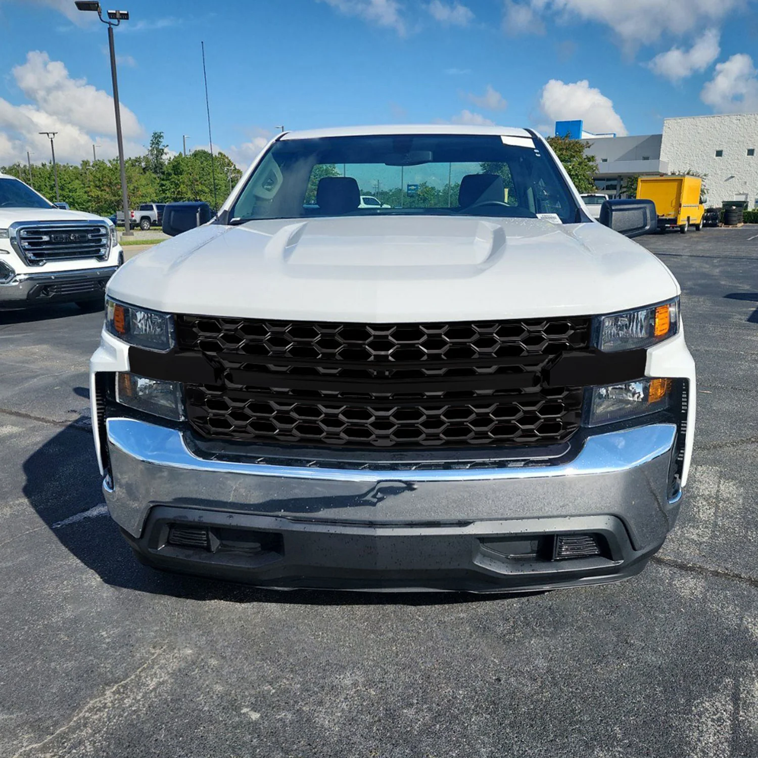 2019-2022 Chevrolet Silverado 1500 WT Glossy Black Honeycomb Hood Grille - Image 9