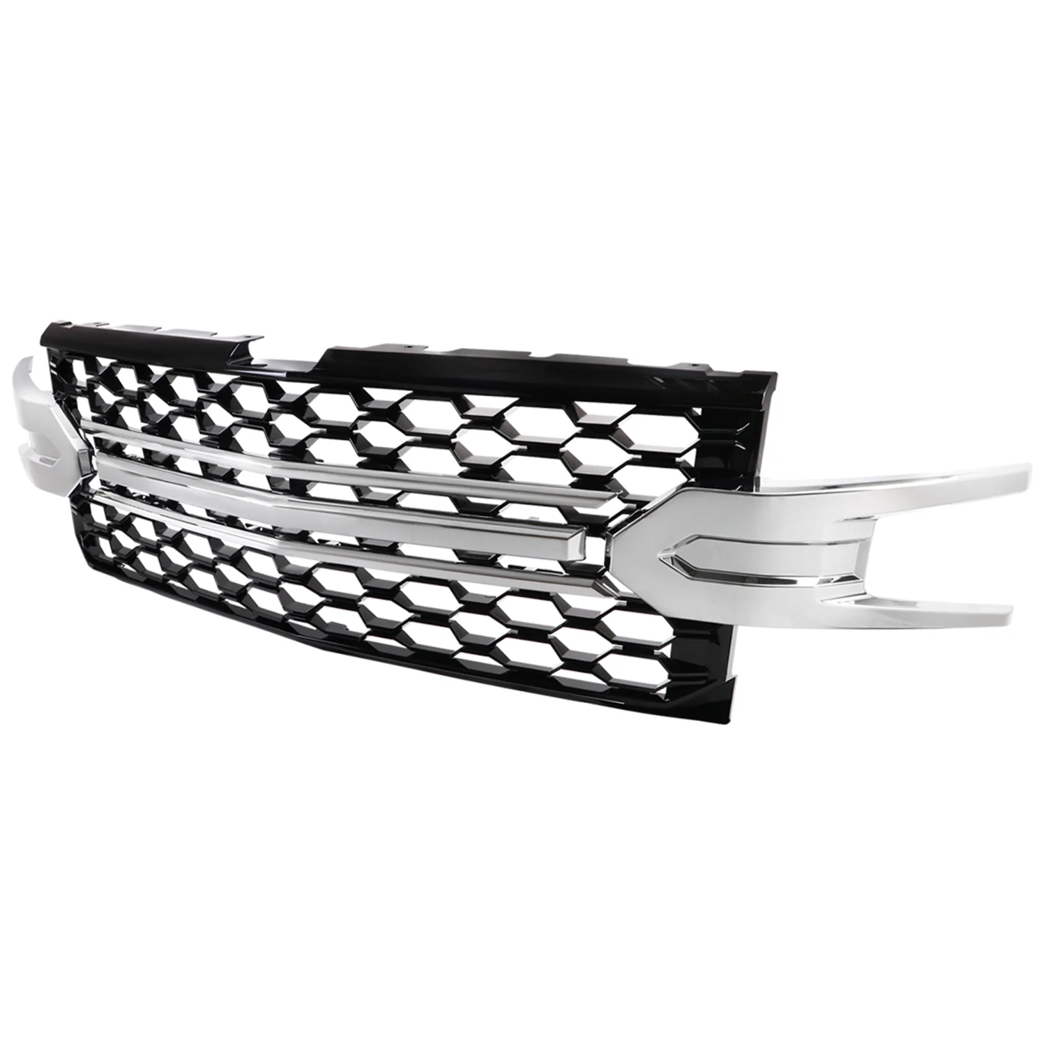 2019-2022 Chevy Silverado 1500 LT Glossy Honeycomb Hood Grille Chrome Trim