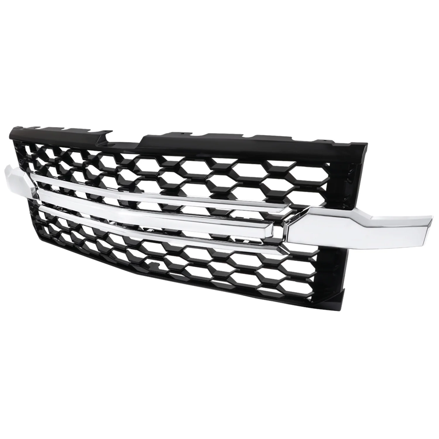 2019-2022 Chevy Silverado 1500 WT Glossy Honeycomb Hood Grille Chrome Trim