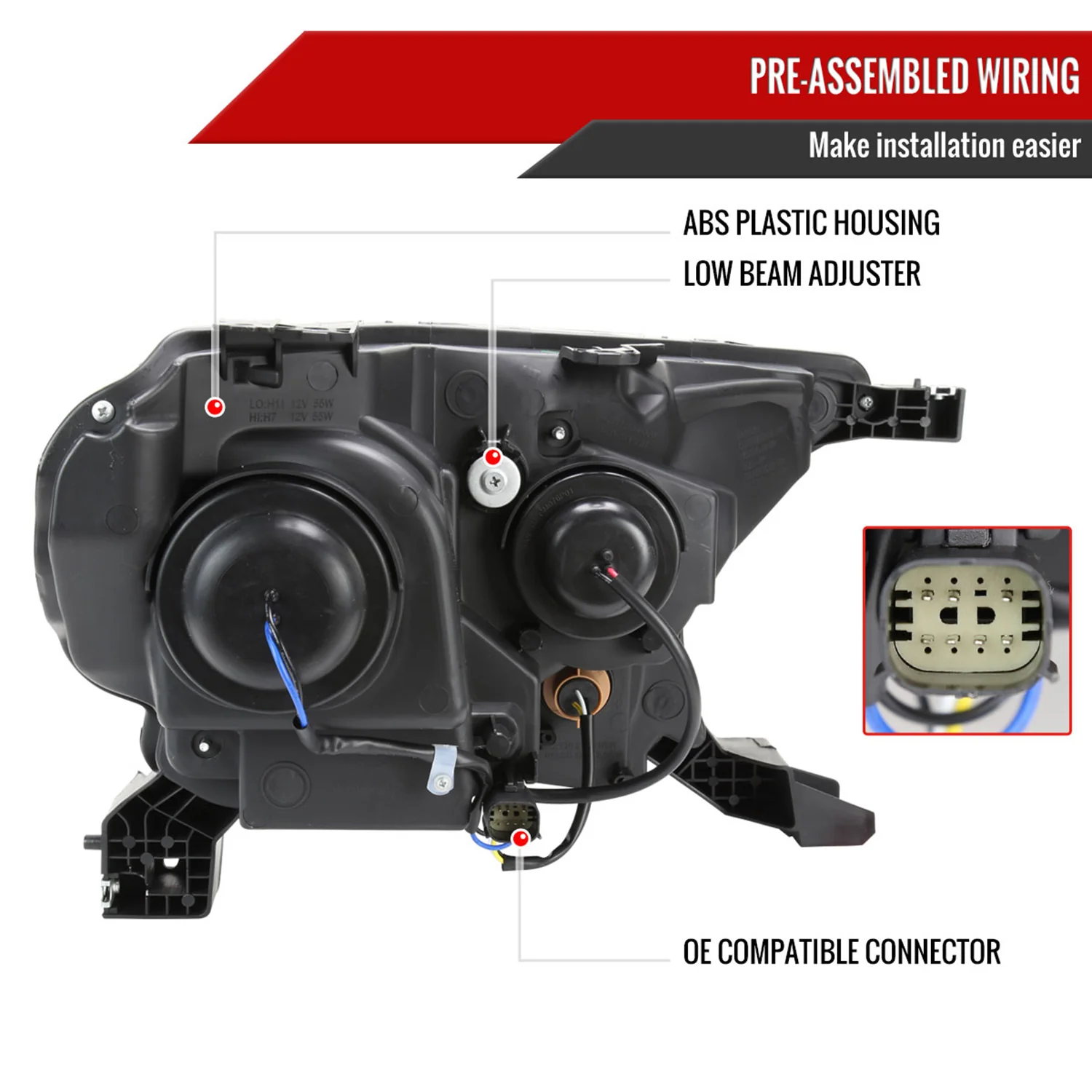 2019-2022 Ford Ranger XL/XLT Factory Style Halogen Headlights Chrome/Clear - Image 7