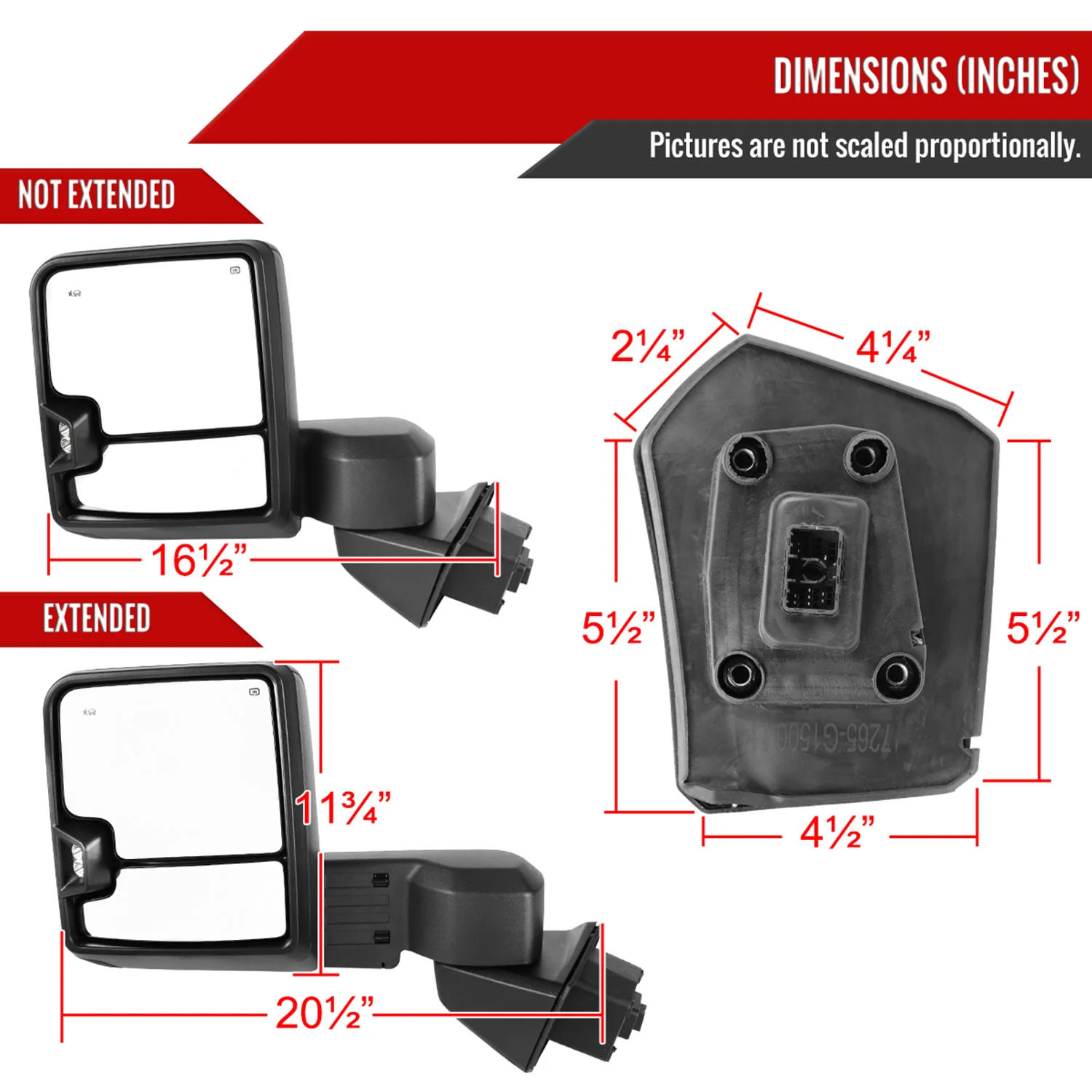 2019-2022 GMC Sierra 1500 Heated Black Towing Mirrors &Turn Signal - Image 8
