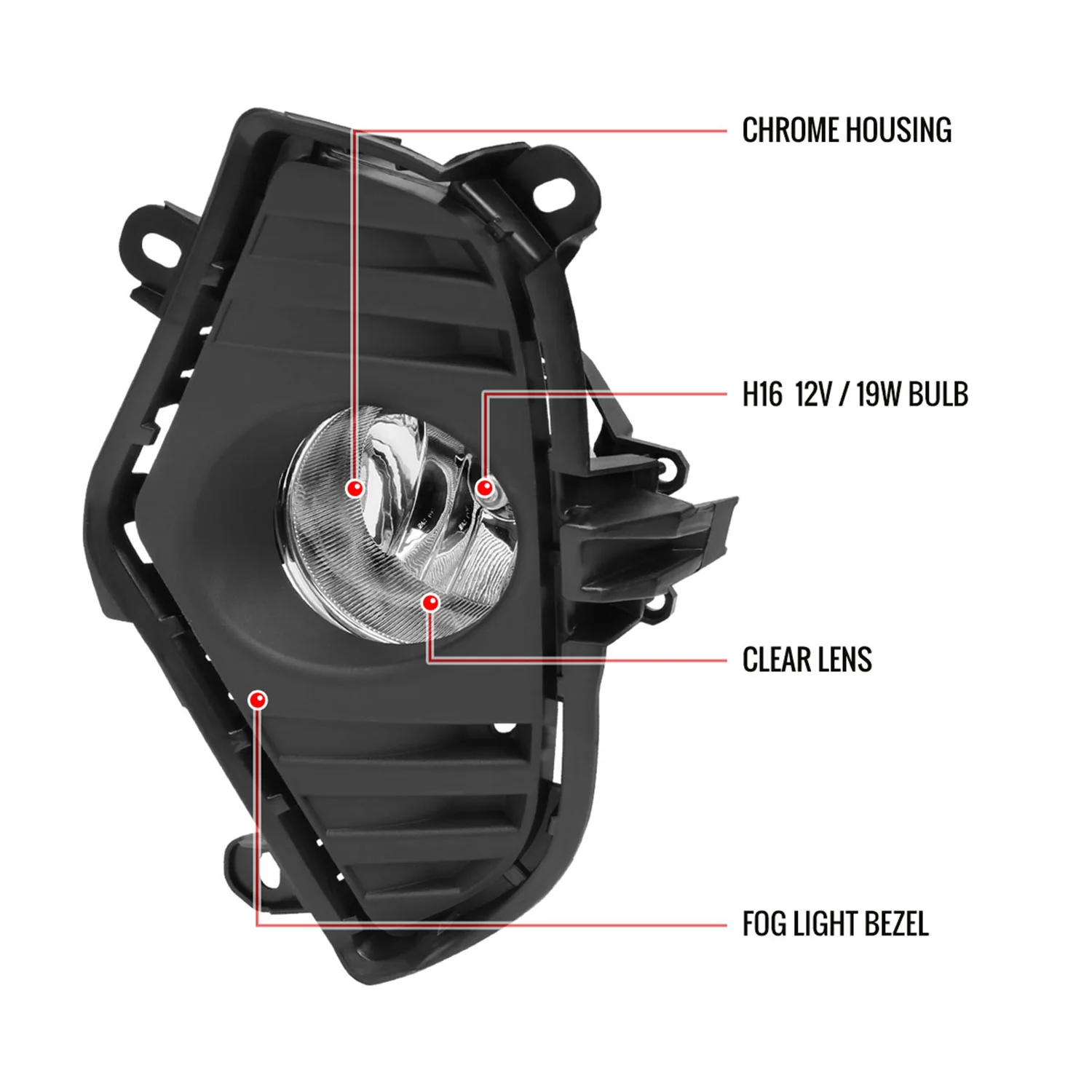2019-2022 Toyota RAV4 H16 Fog Lights Kit Chrome Housing/Clear Lens - Image 9