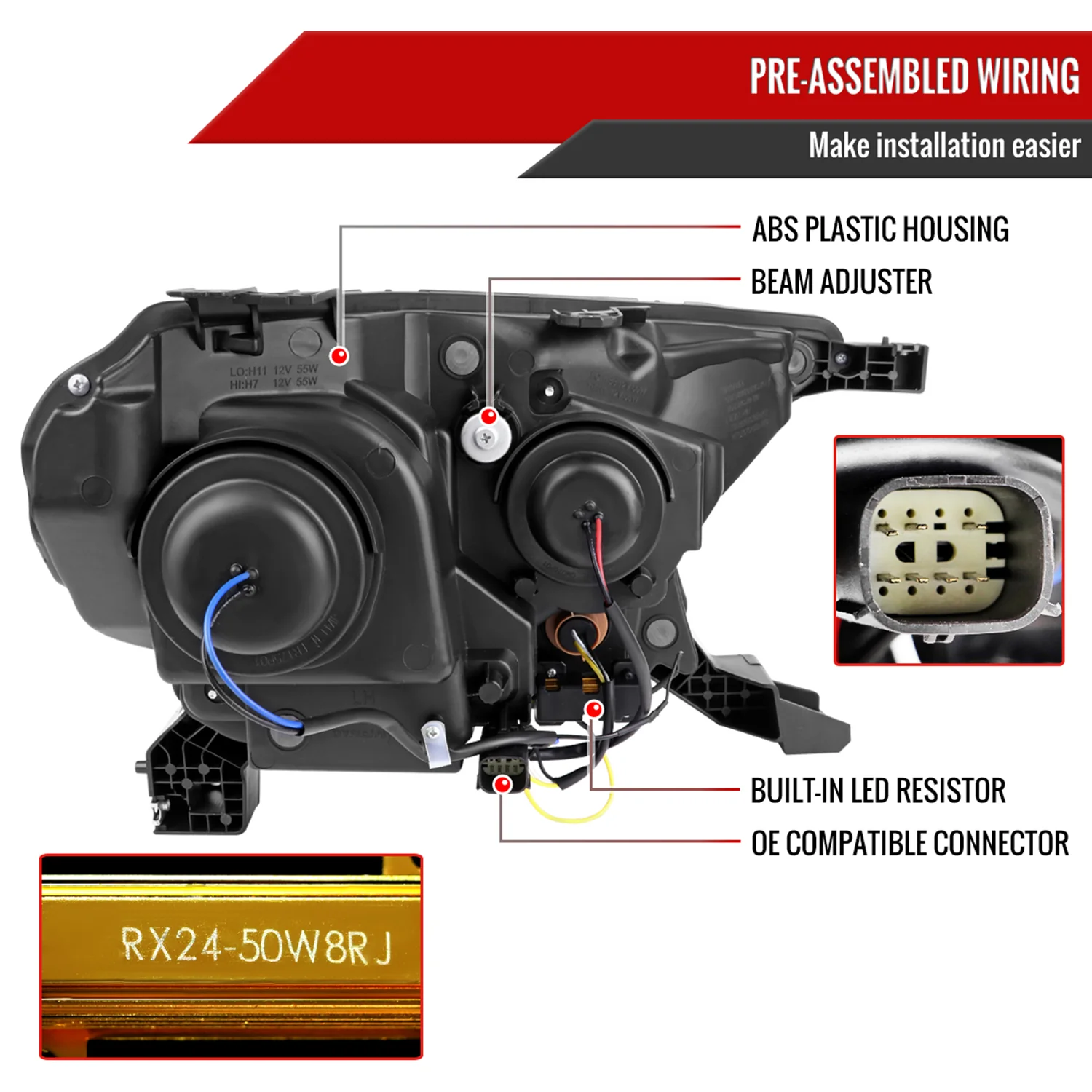 2019-2023 Ford Ranger XL XLT Factory Replacement Headlights LED Signal Black - Image 7