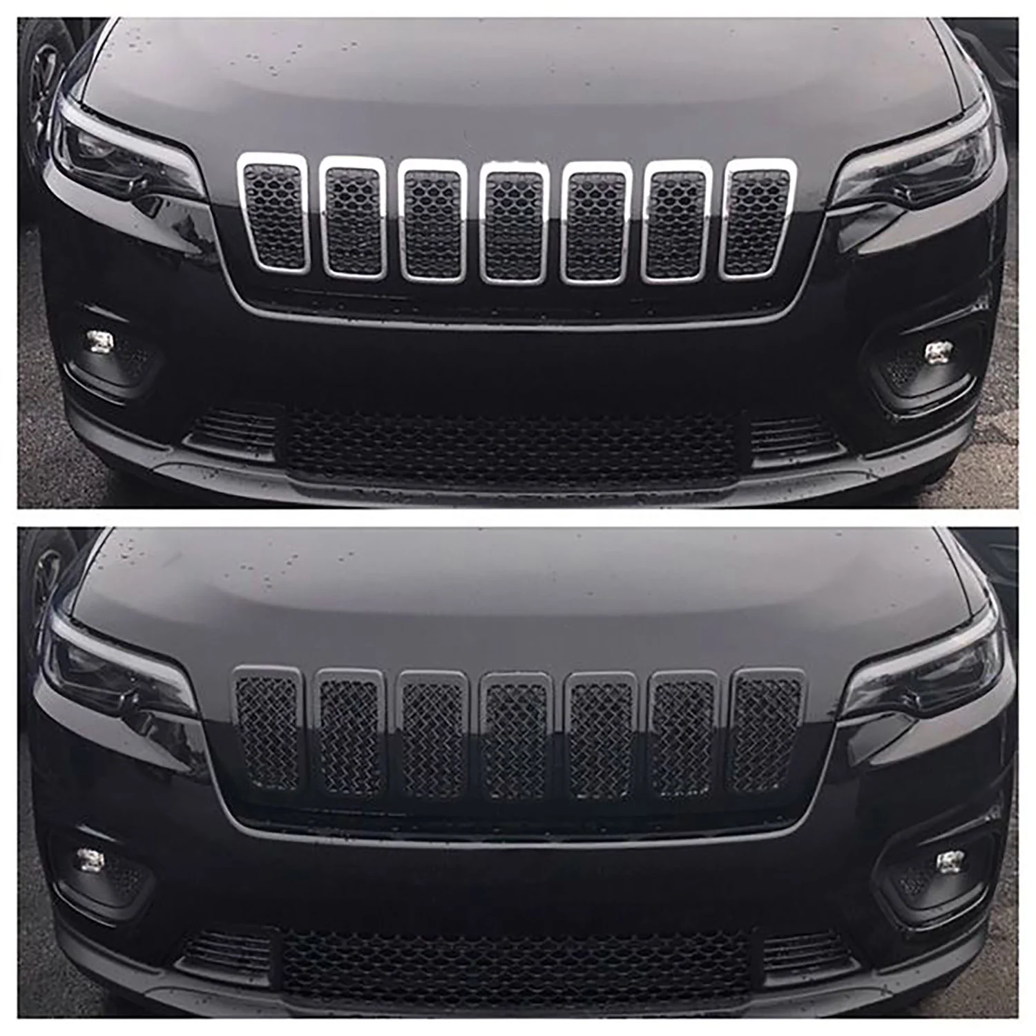 2019-2023 Jeep Cherokee Grille Overlay Gloss Black 7Pcs ABS Plastic - Image 4