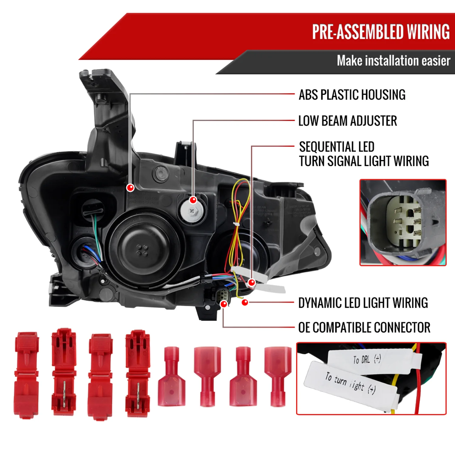 2019-2024 Chevy Malibu Sequential LED Turn Signal Projector Headlights Chrome - Image 7