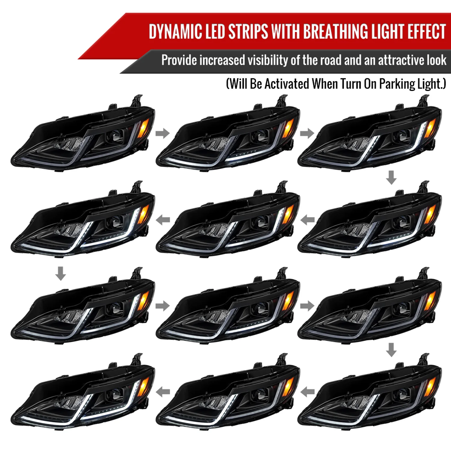2019-2024 Chevy Malibu Sequential LED Turn Signal Projector Headlights Smoke - Image 2
